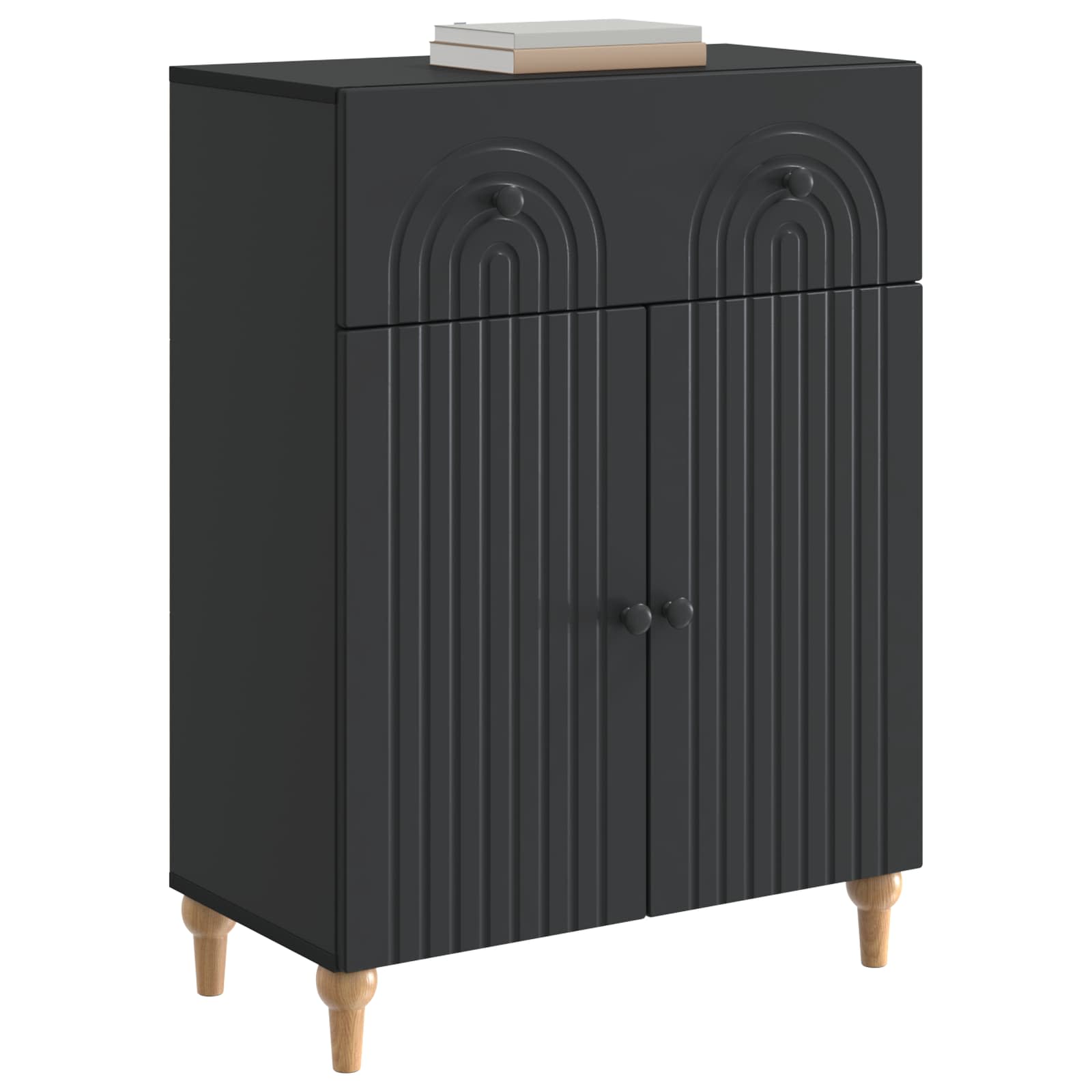 Dressoir met lade Zwart 66 x 34,5 x 90 cm Bewerkt hout is nu te koop bij PeponiXL, paradijselijk wonen!