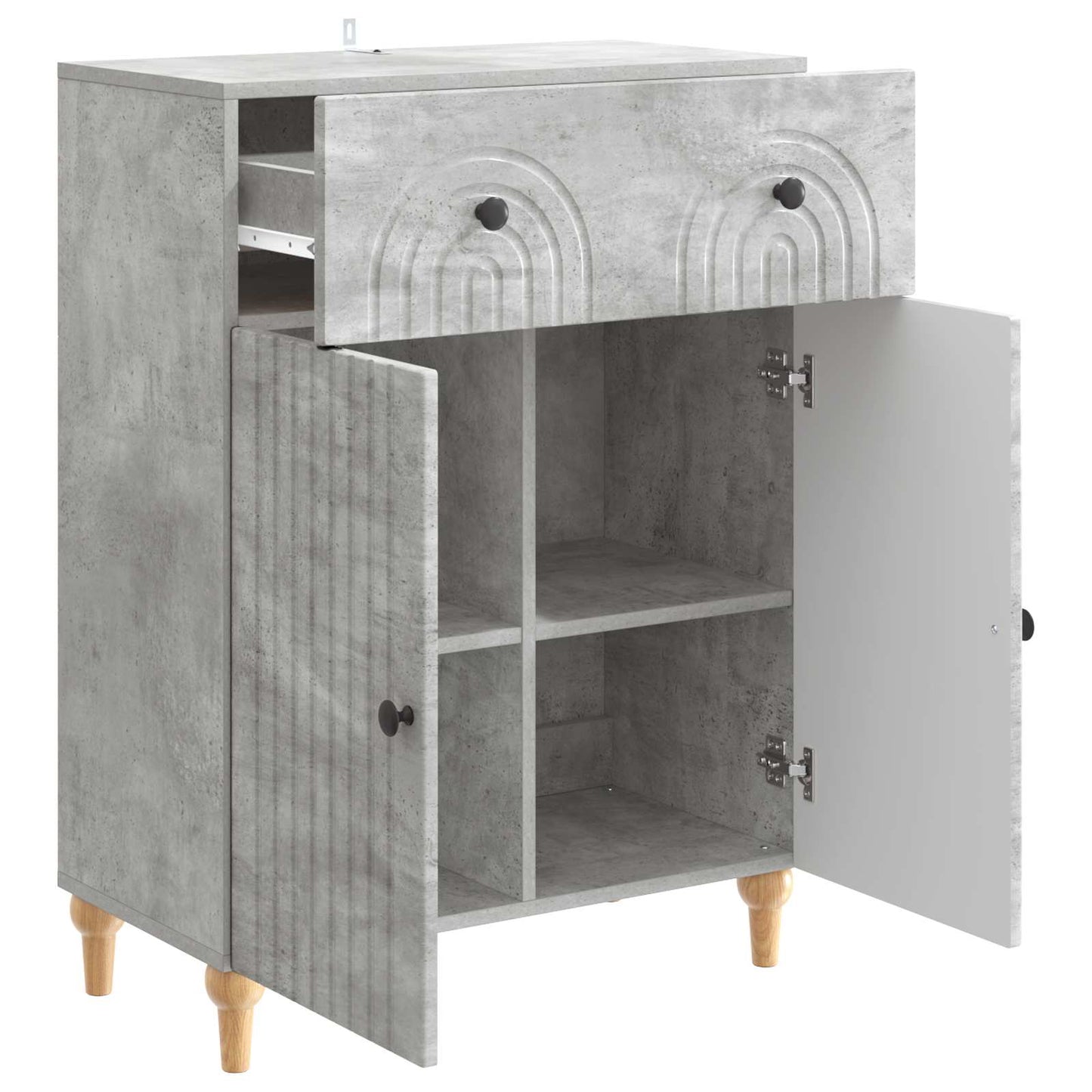 Dressoir met lade Betongrijs 66 x 34,5 x 90 cm Bewerkt hout is nu te koop bij PeponiXL, paradijselijk wonen!