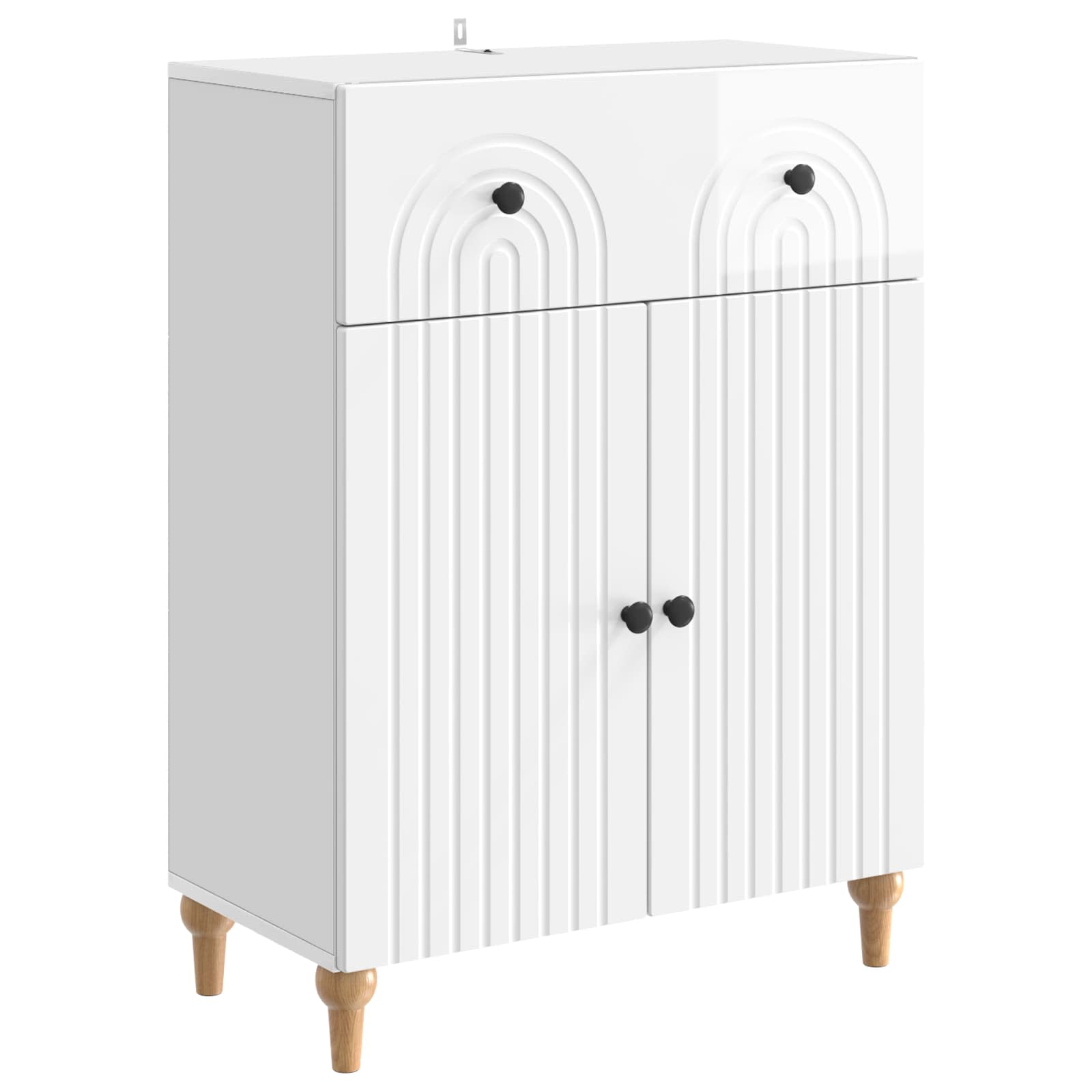Dressoir met lade Hoogglans Wit 66 x 34,5 x 90 cm Bewerkt hout is nu te koop bij PeponiXL, paradijselijk wonen!