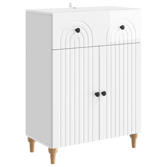 Dressoir met lade Hoogglans Wit 66 x 34,5 x 90 cm Bewerkt hout is nu te koop bij PeponiXL, paradijselijk wonen!