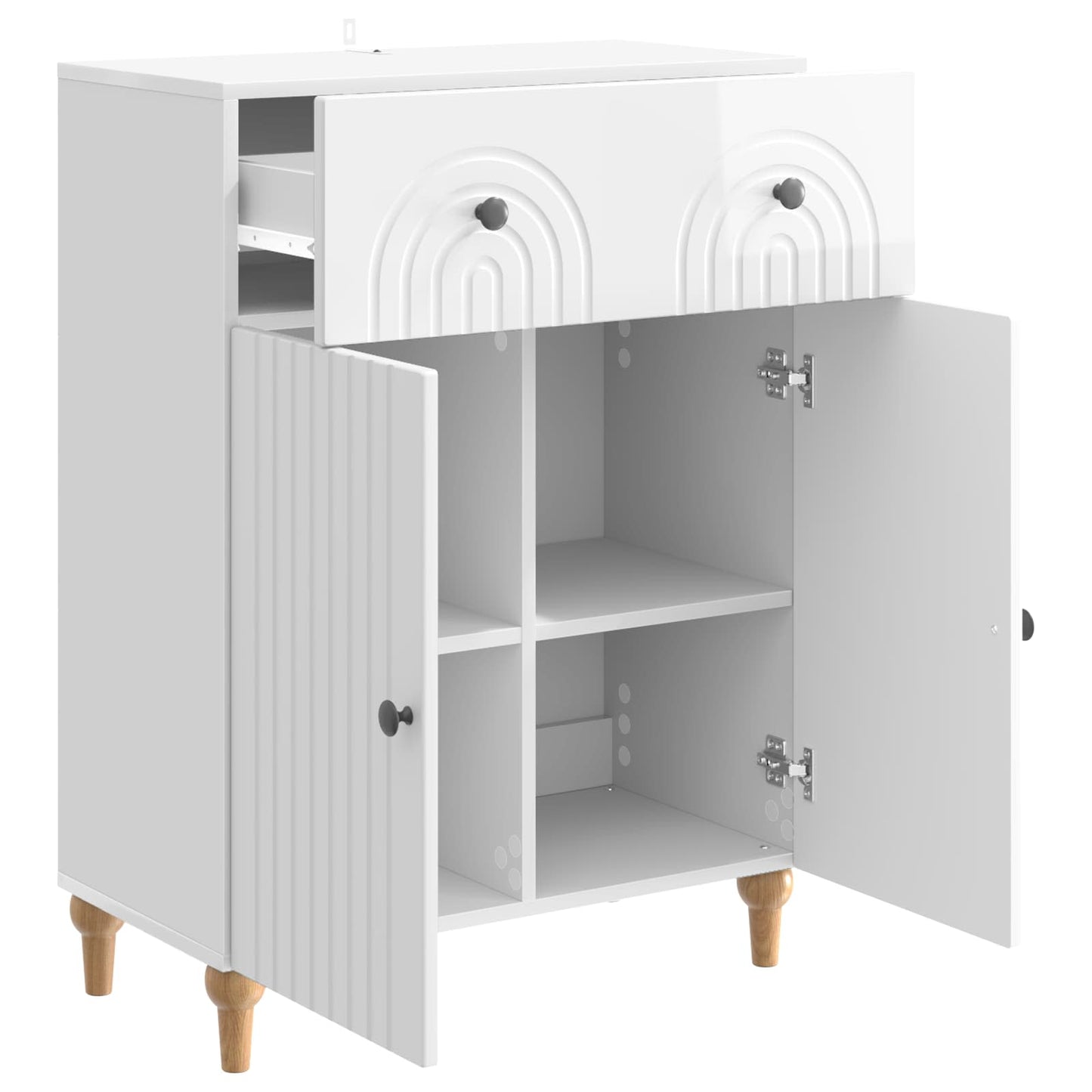 Dressoir met lade Hoogglans Wit 66 x 34,5 x 90 cm Bewerkt hout is nu te koop bij PeponiXL, paradijselijk wonen!