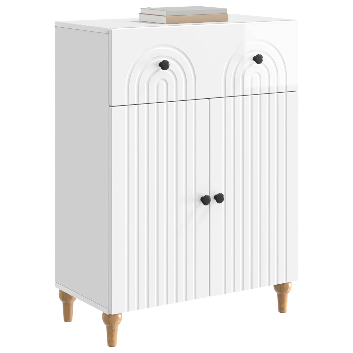 Dressoir met lade Hoogglans Wit 66 x 34,5 x 90 cm Bewerkt hout is nu te koop bij PeponiXL, paradijselijk wonen!
