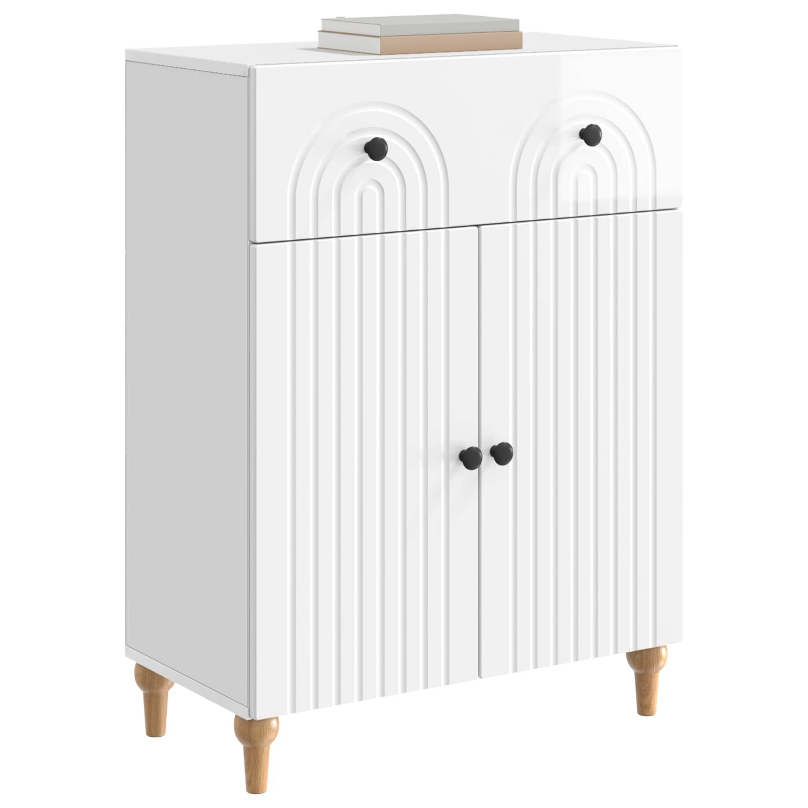 Dressoir met lade Hoogglans Wit 66 x 34,5 x 90 cm Bewerkt hout is nu te koop bij PeponiXL, paradijselijk wonen!