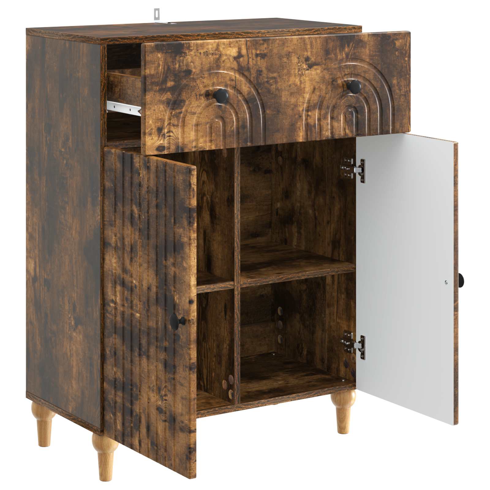 Dressoir met lade Gerookt eiken 66 x 34,5 x 90 cm Bewerkt hout is nu te koop bij PeponiXL, paradijselijk wonen!