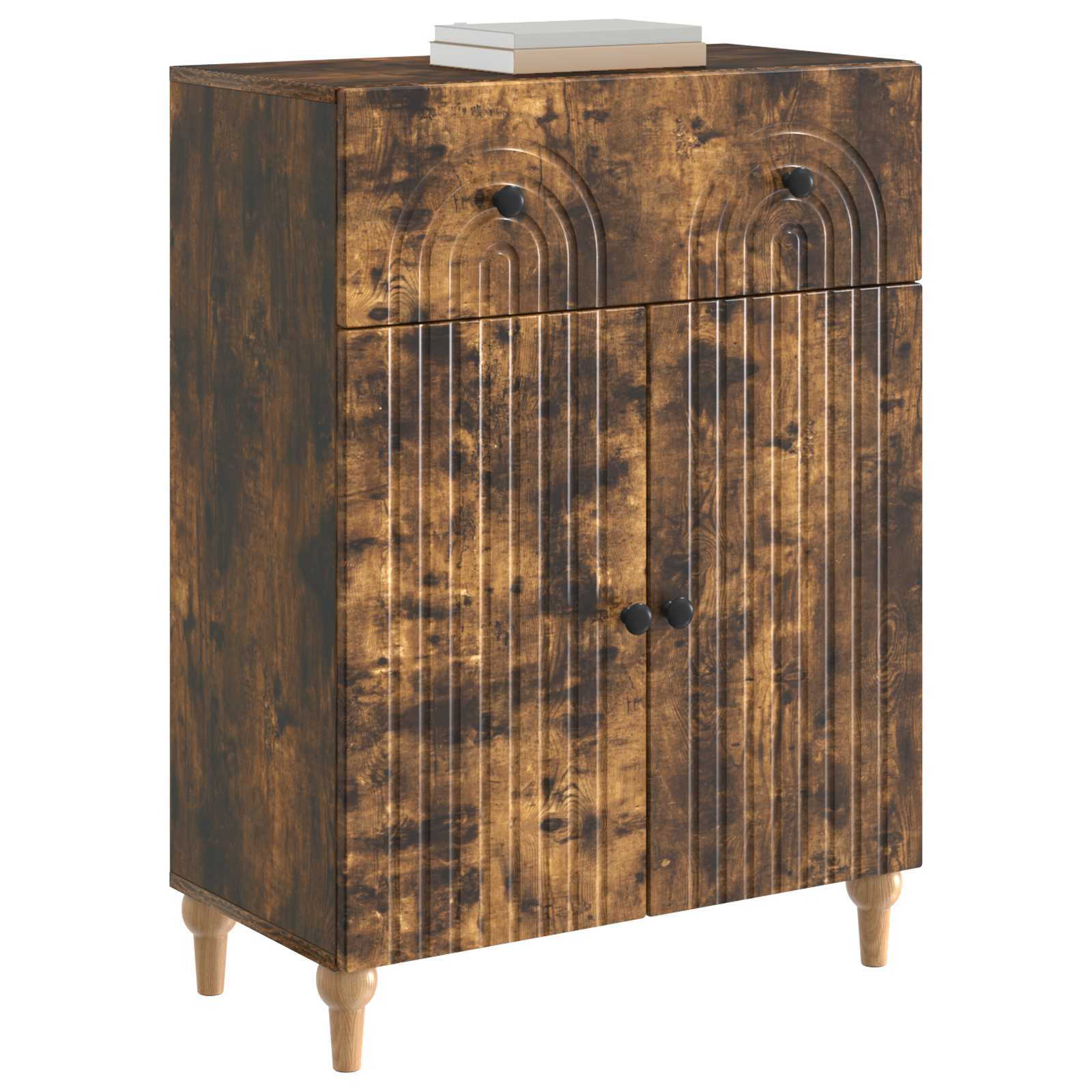 Dressoir met lade Gerookt eiken 66 x 34,5 x 90 cm Bewerkt hout is nu te koop bij PeponiXL, paradijselijk wonen!