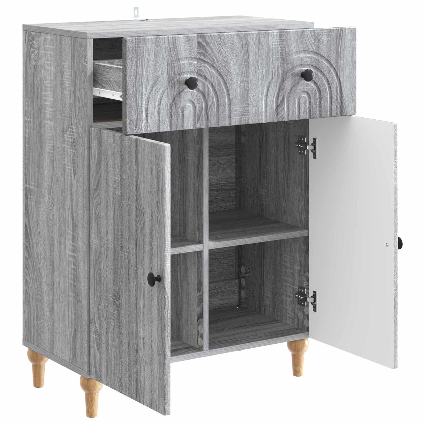 Dressoir met lade Grijs sonoma 66 x 34,5 x 90 cm Bewerkt hout is nu te koop bij PeponiXL, paradijselijk wonen!