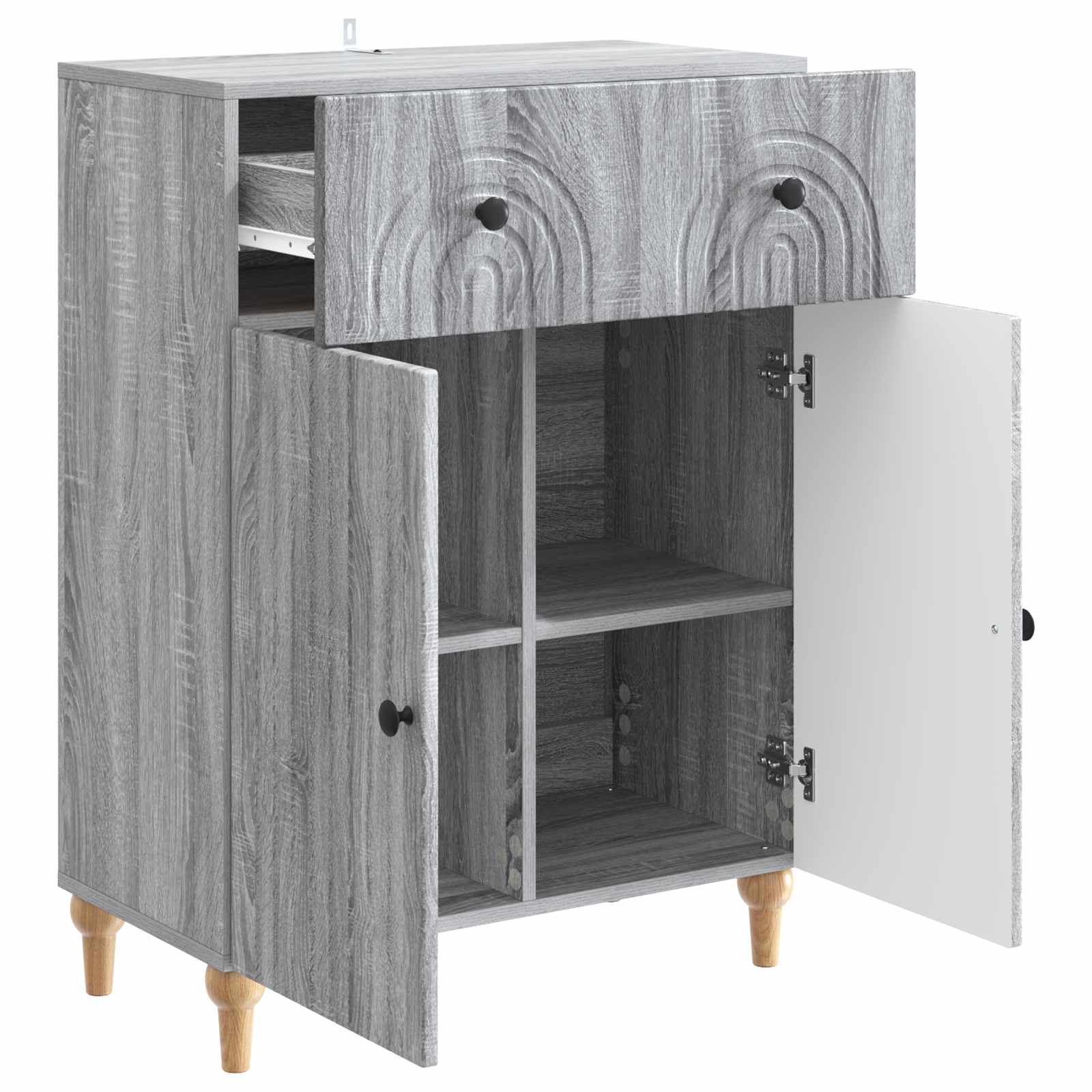 Dressoir met lade Grijs sonoma 66 x 34,5 x 90 cm Bewerkt hout is nu te koop bij PeponiXL, paradijselijk wonen!