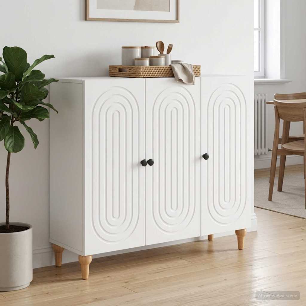 Dressoir Wit 89 x 34,5 x 80 cm Bewerkt hout is nu te koop bij PeponiXL, paradijselijk wonen!
