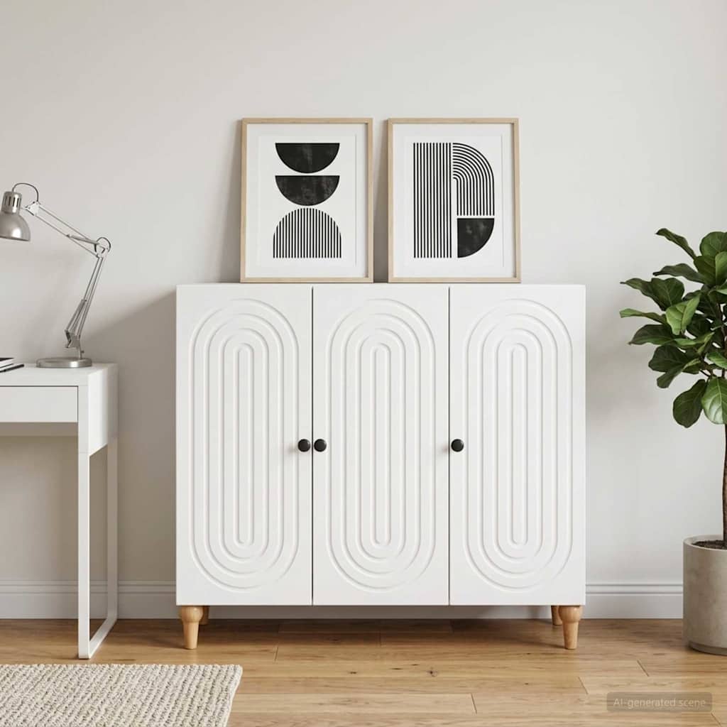 Dressoir Wit 89 x 34,5 x 80 cm Bewerkt hout is nu te koop bij PeponiXL, paradijselijk wonen!