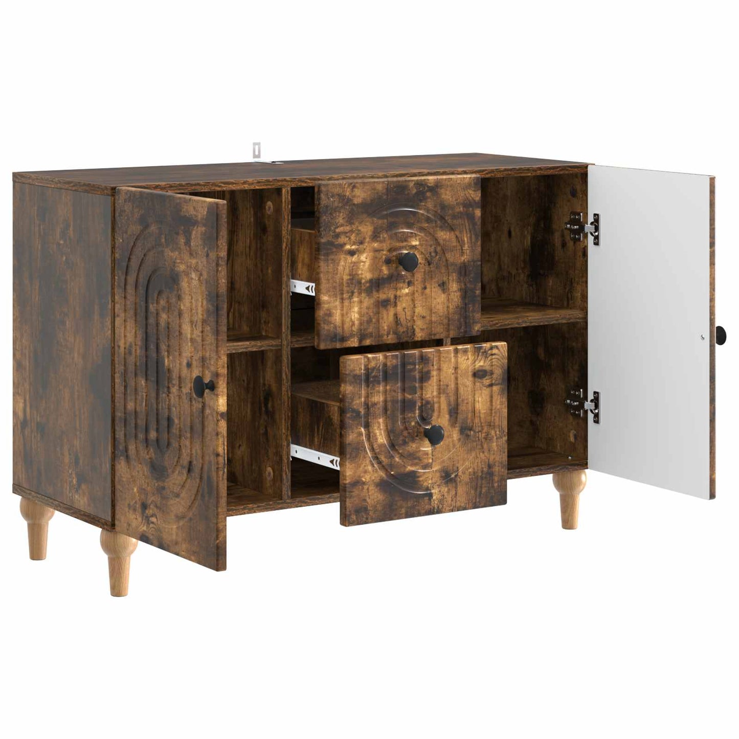 TV-kast met lade Gerookt eiken 89 x 34,5 x 60 cm Bewerkt hout is nu te koop bij PeponiXL, paradijselijk wonen!