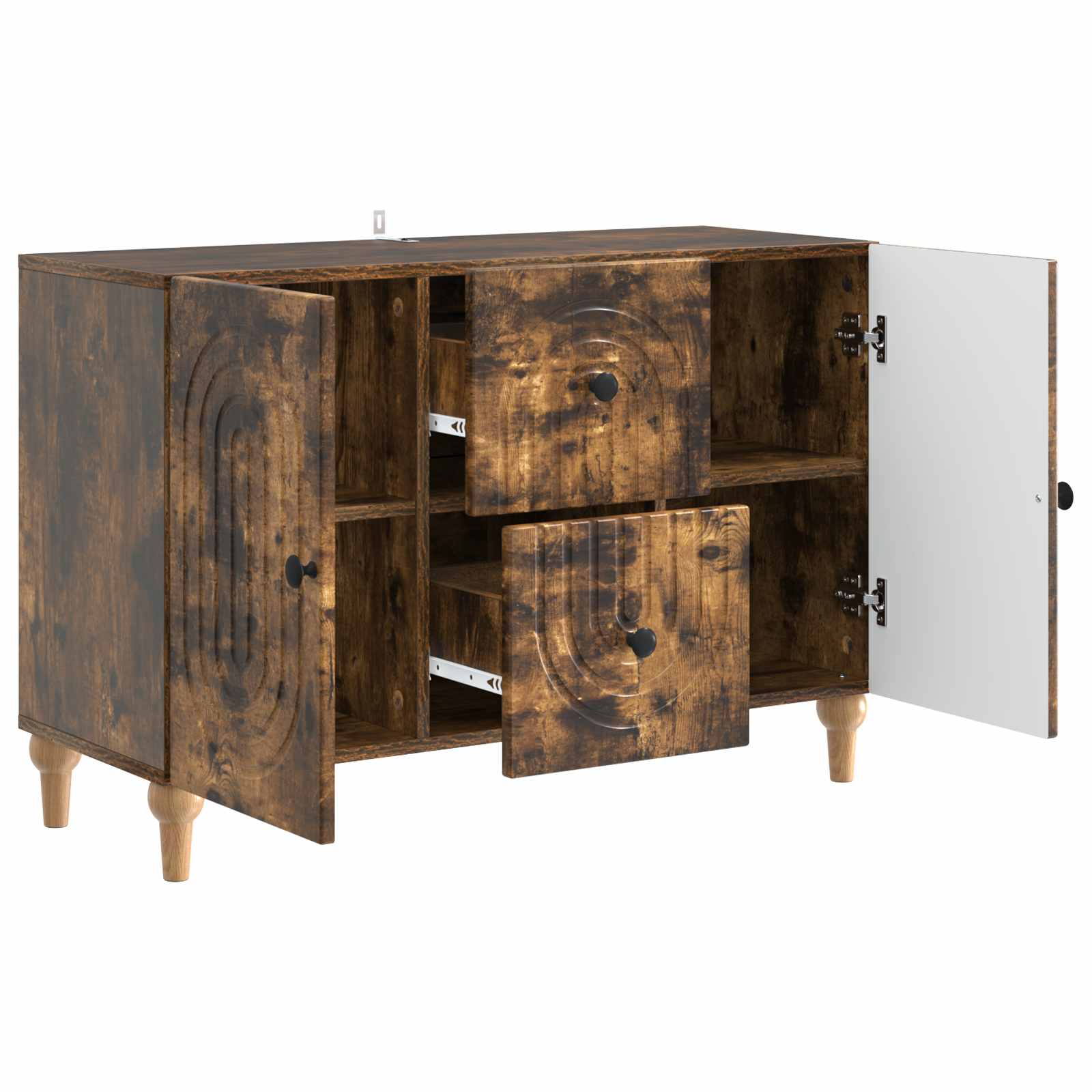 TV-kast met lade Gerookt eiken 89 x 34,5 x 60 cm Bewerkt hout is nu te koop bij PeponiXL, paradijselijk wonen!