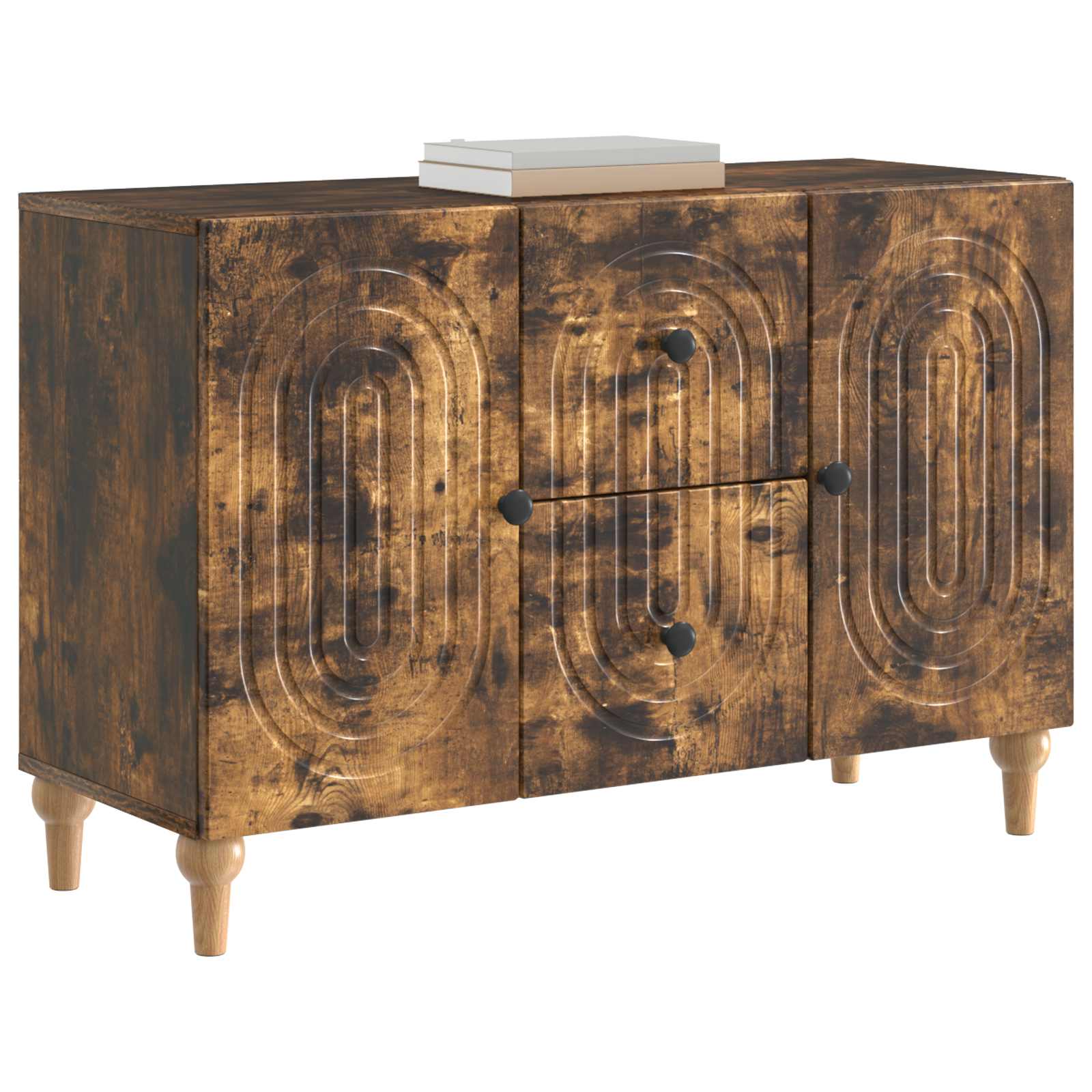TV-kast met lade Gerookt eiken 89 x 34,5 x 60 cm Bewerkt hout is nu te koop bij PeponiXL, paradijselijk wonen!