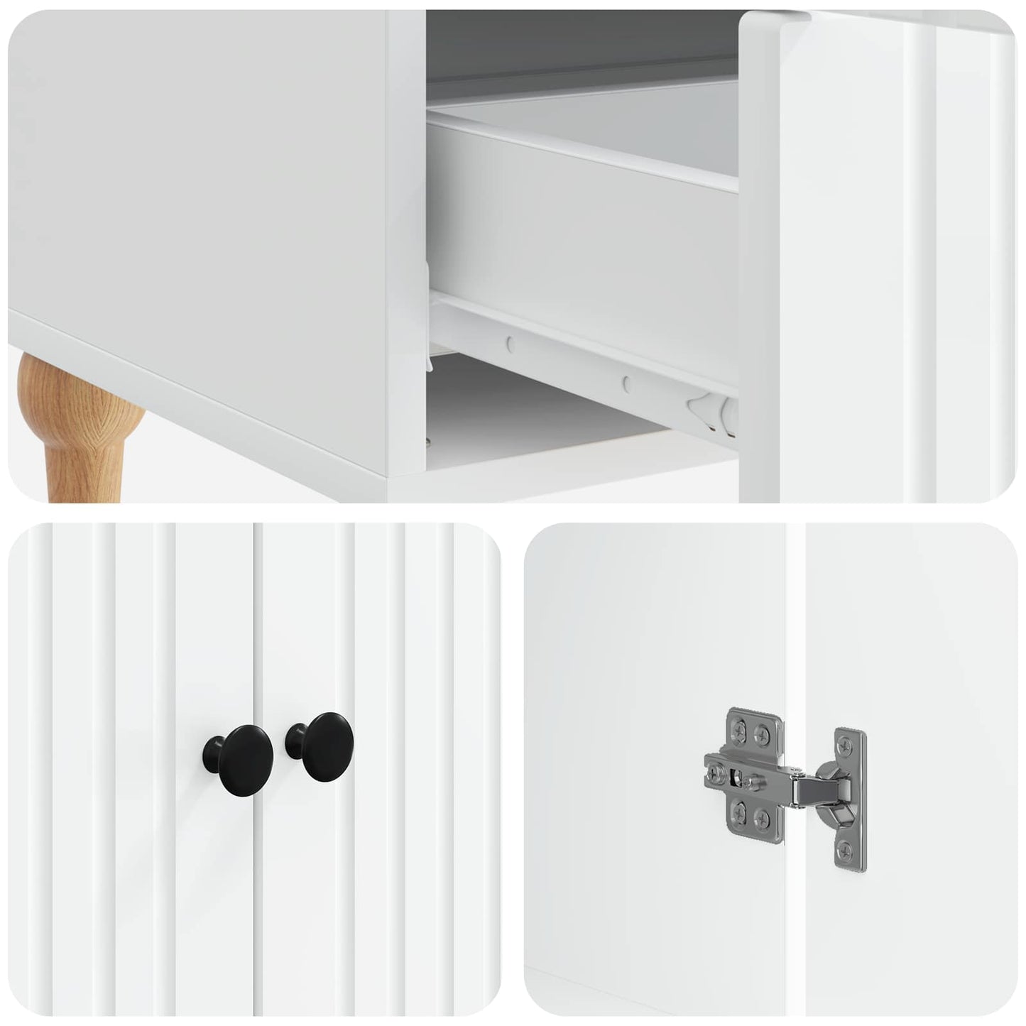 Dressoir Wit 66 x 34,5 x 95 cm Bewerkt hout is nu te koop bij PeponiXL, paradijselijk wonen!
