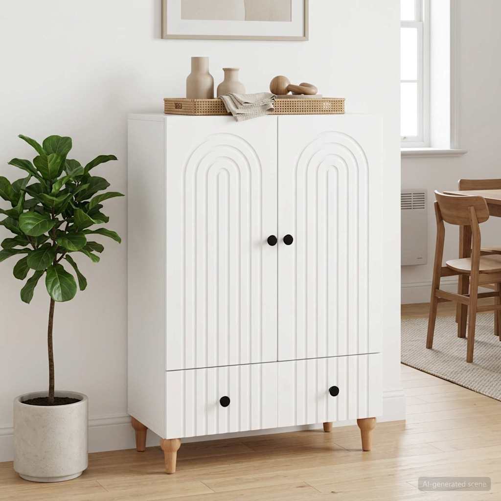 Dressoir Wit 66 x 34,5 x 95 cm Bewerkt hout is nu te koop bij PeponiXL, paradijselijk wonen!