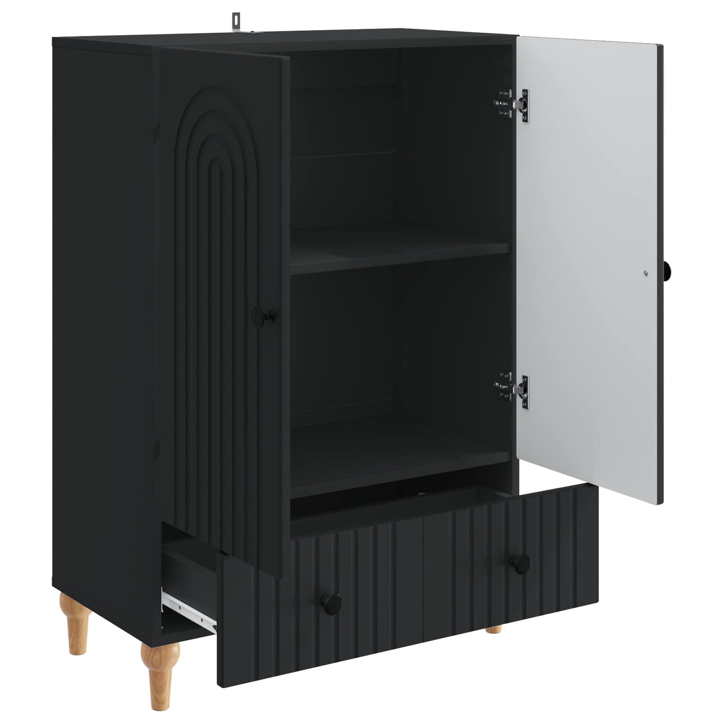 Dressoir met lade Zwart 66 x 34,5 x 95 cm Bewerkt hout is nu te koop bij PeponiXL, paradijselijk wonen!
