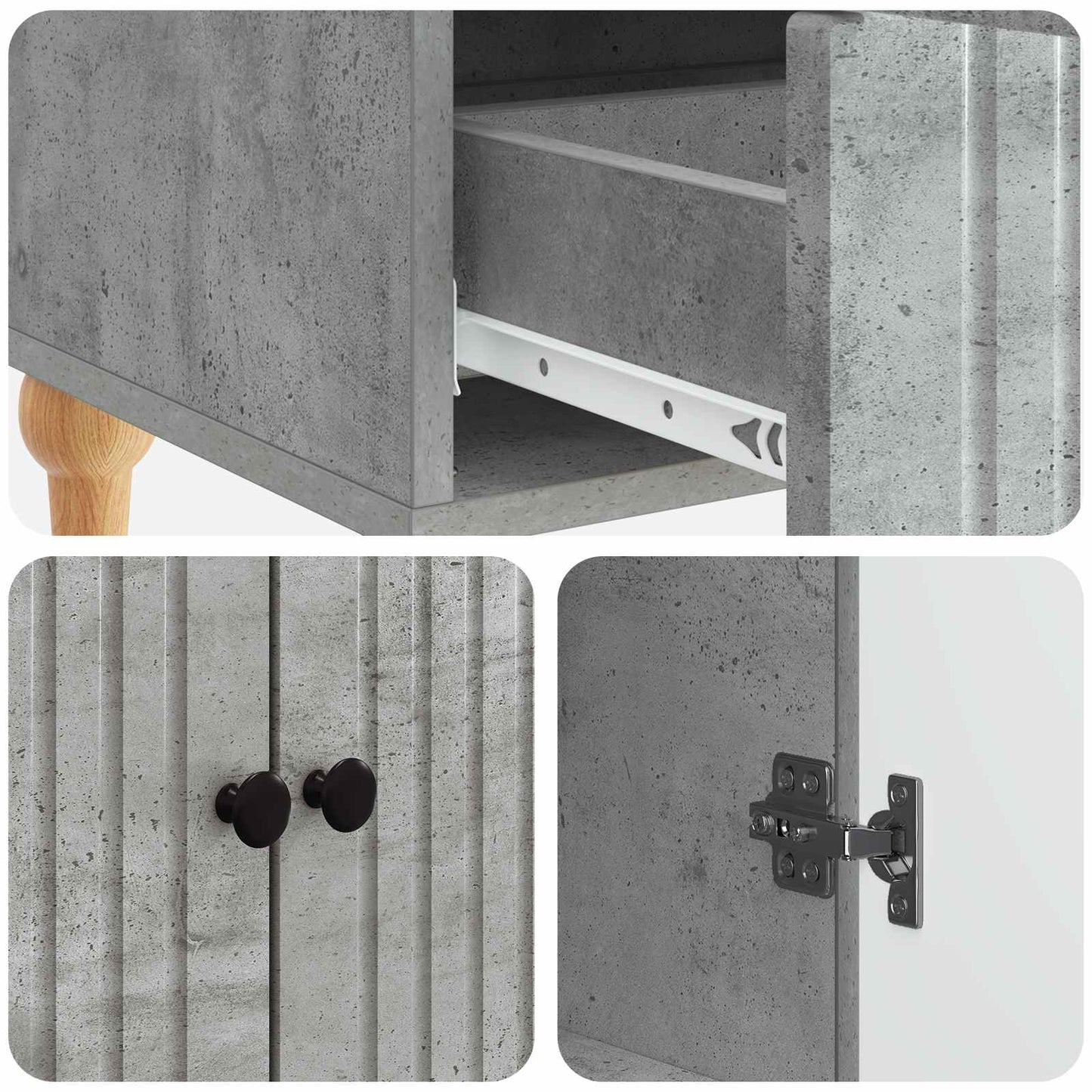 Dressoir met lade Betongrijs 66 x 34,5 x 95 cm Bewerkt hout is nu te koop bij PeponiXL, paradijselijk wonen!