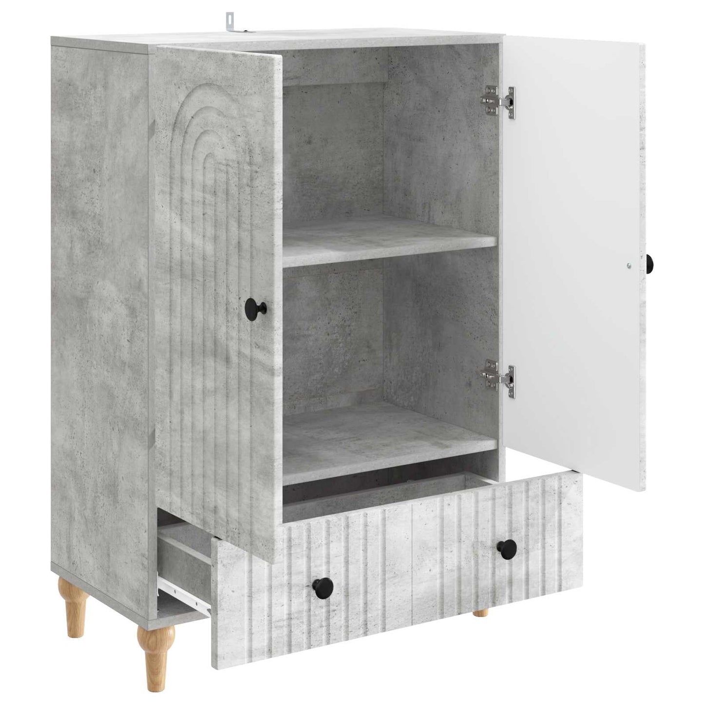 Dressoir met lade Betongrijs 66 x 34,5 x 95 cm Bewerkt hout is nu te koop bij PeponiXL, paradijselijk wonen!