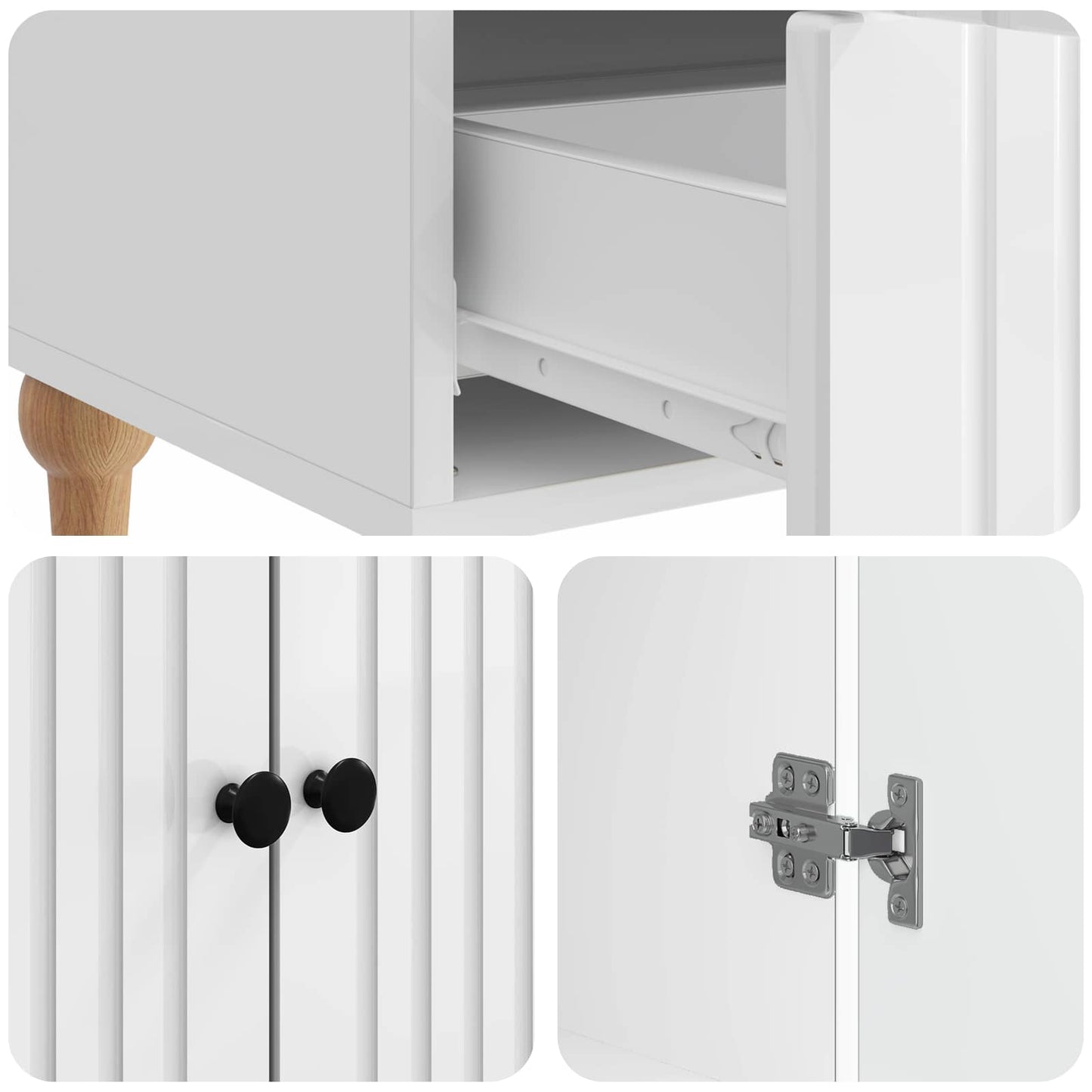Dressoir met lade Hoogglans Wit 66 x 34,5 x 95 cm Bewerkt hout is nu te koop bij PeponiXL, paradijselijk wonen!