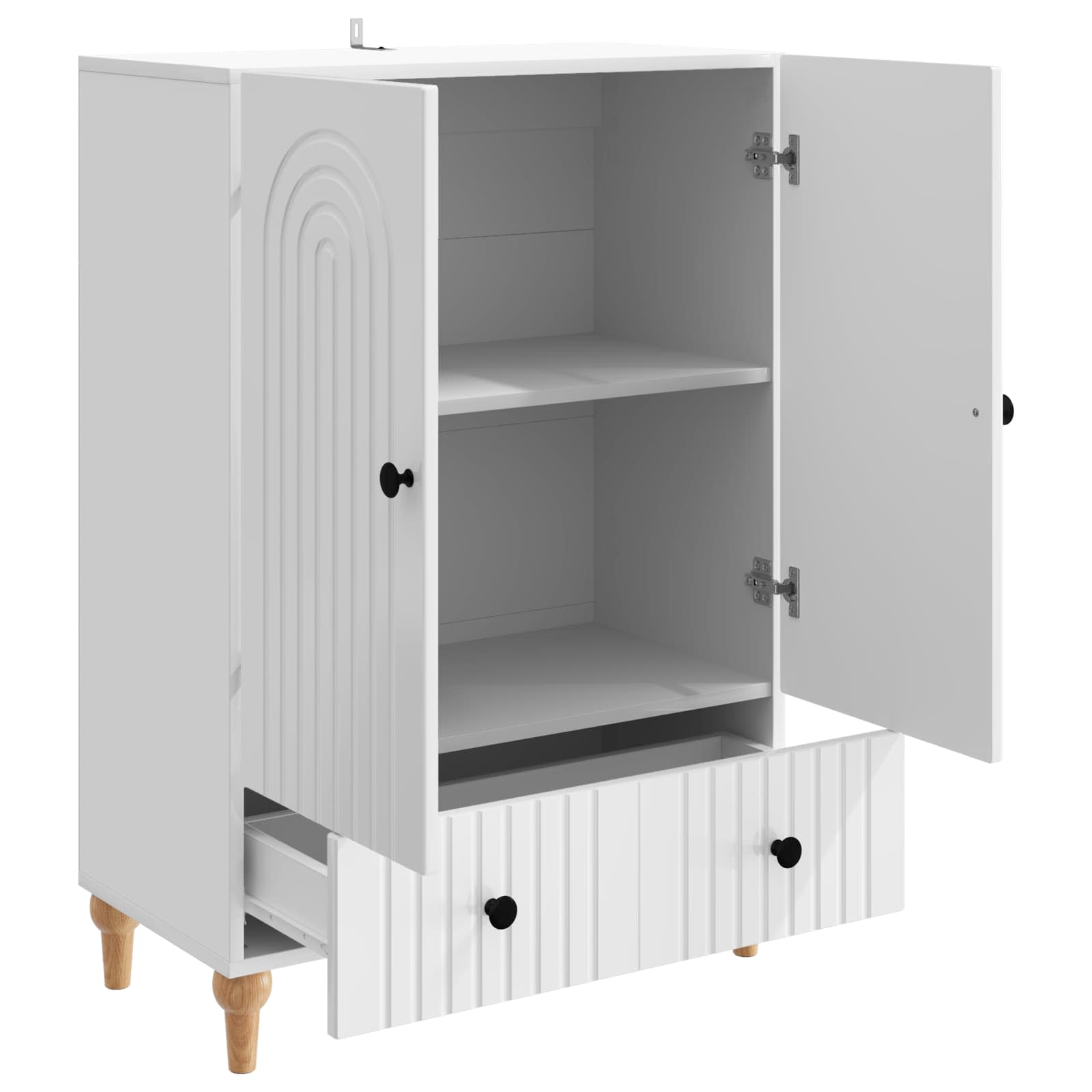 Dressoir met lade Hoogglans Wit 66 x 34,5 x 95 cm Bewerkt hout is nu te koop bij PeponiXL, paradijselijk wonen!
