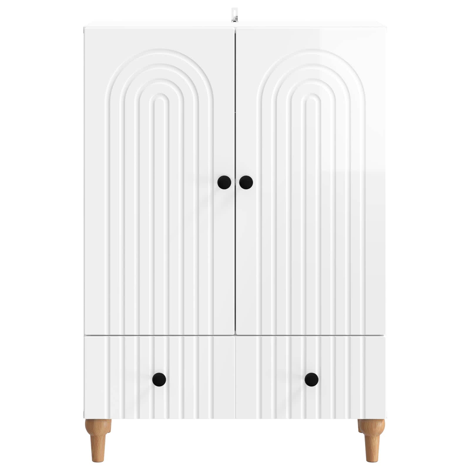 Dressoir met lade Hoogglans Wit 66 x 34,5 x 95 cm Bewerkt hout is nu te koop bij PeponiXL, paradijselijk wonen!