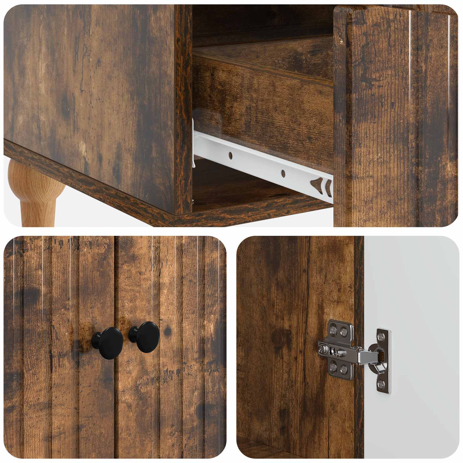 Dressoir met lade Gerookt eiken 66 x 34,5 x 95 cm Bewerkt hout is nu te koop bij PeponiXL, paradijselijk wonen!