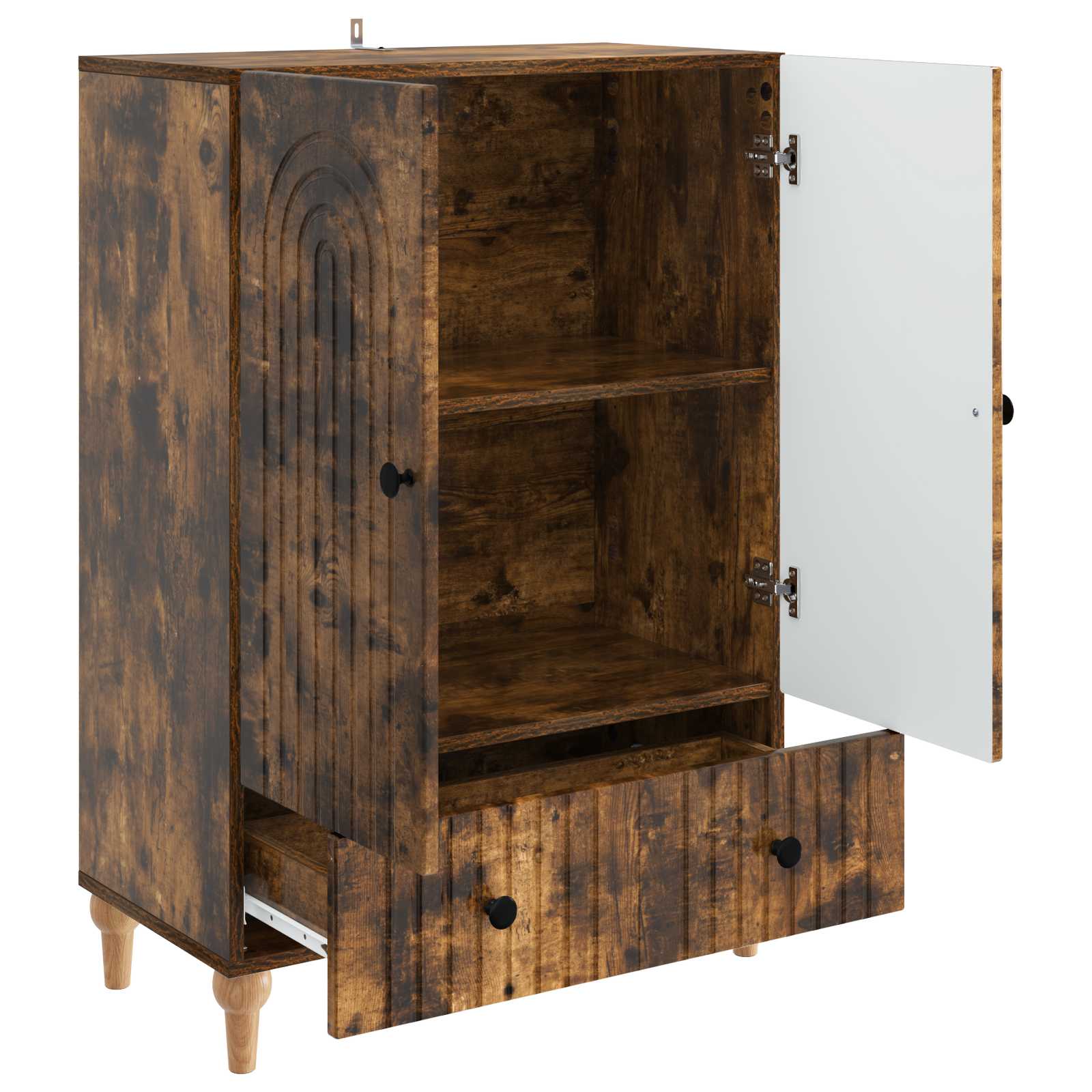 Dressoir met lade Gerookt eiken 66 x 34,5 x 95 cm Bewerkt hout is nu te koop bij PeponiXL, paradijselijk wonen!