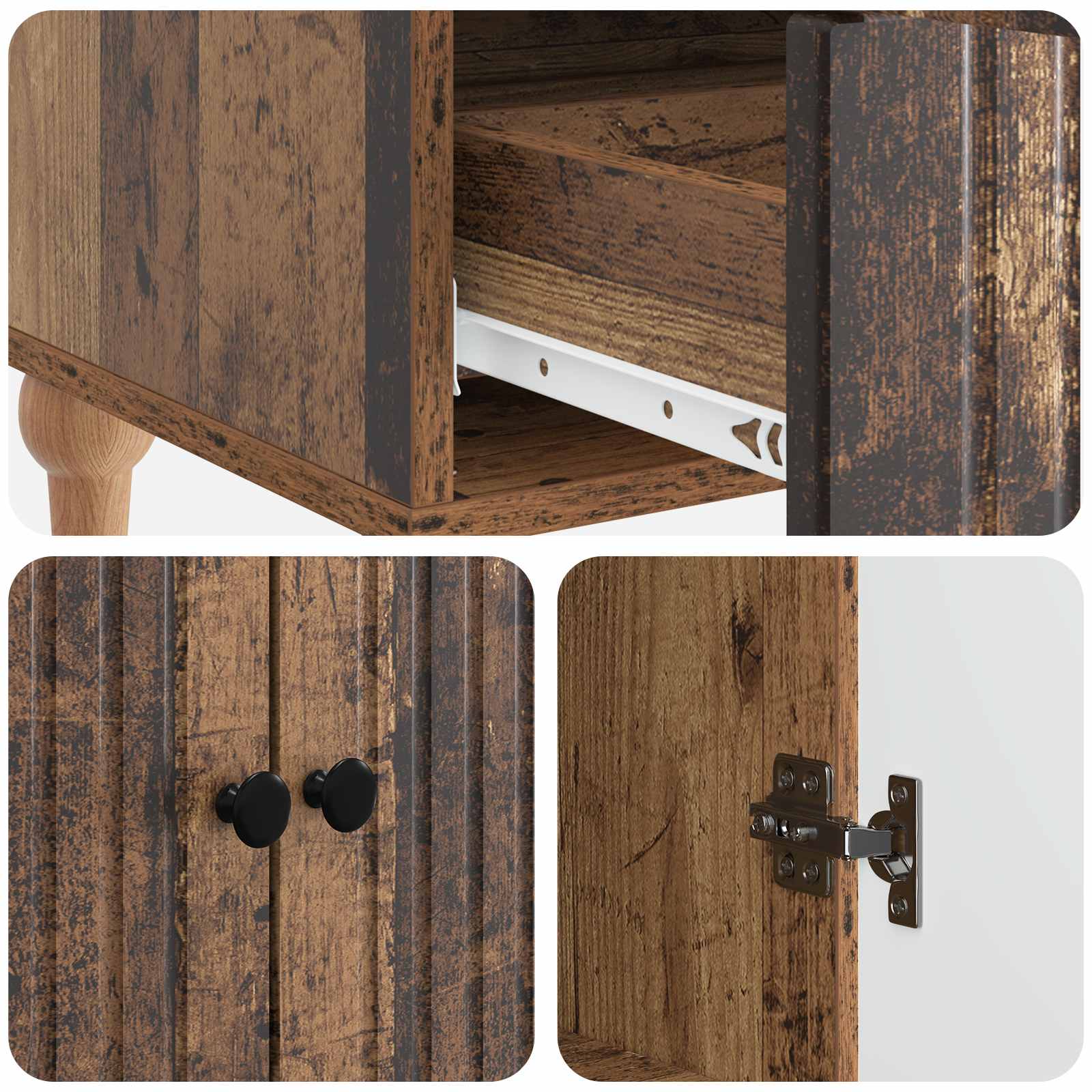 Dressoir met lade Oud hout 66 x 34,5 x 95 cm Bewerkt hout is nu te koop bij PeponiXL, paradijselijk wonen!