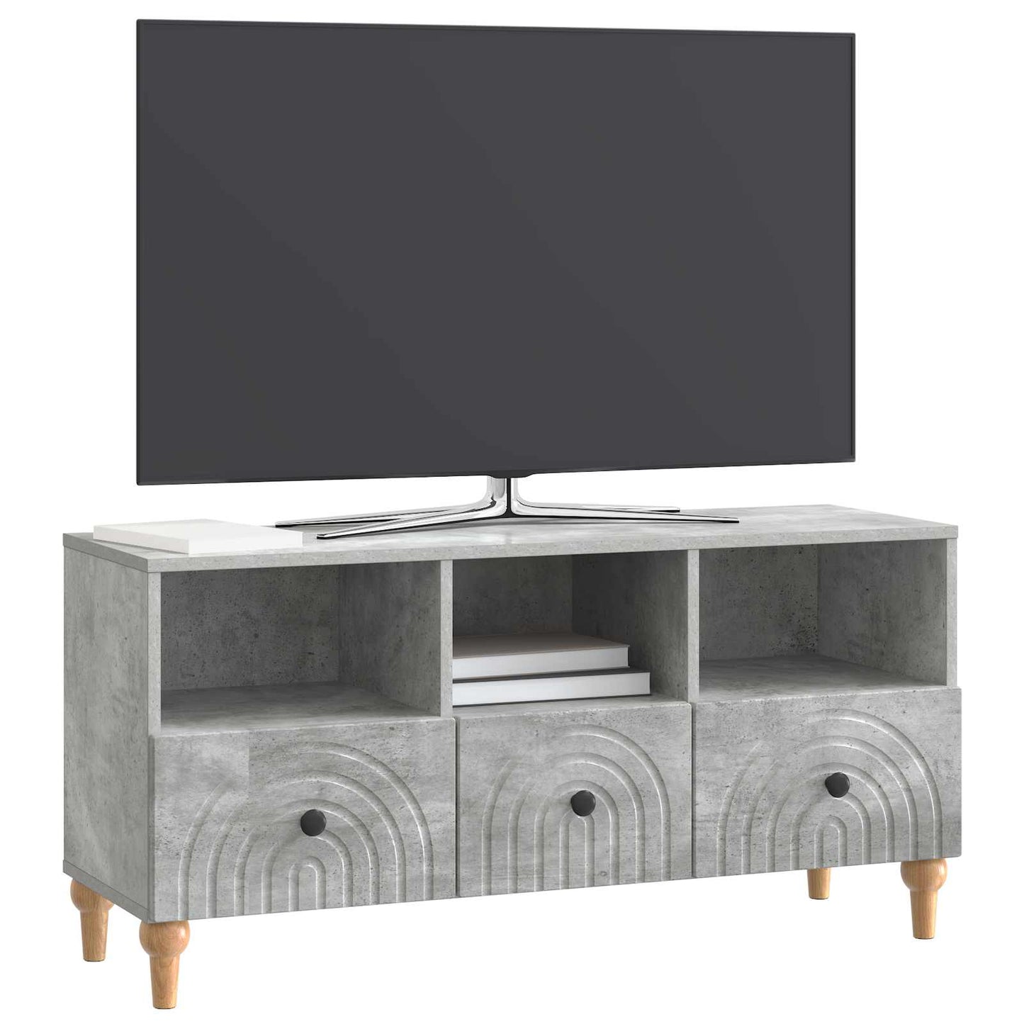 TV-kast Beton Grijs 102 x 34,5 x 50 cm Geconstrueerd hout is nu te koop bij PeponiXL, paradijselijk wonen!