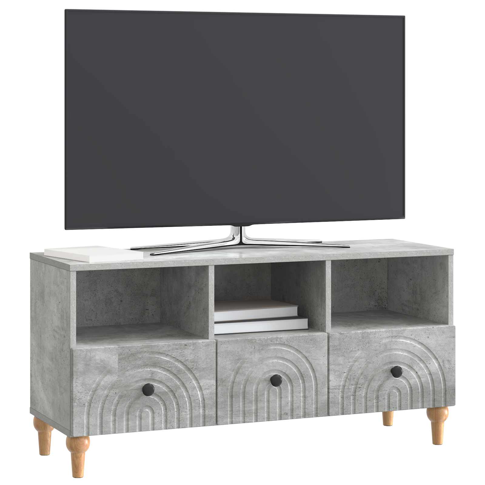 TV-kast Beton Grijs 102 x 34,5 x 50 cm Geconstrueerd hout is nu te koop bij PeponiXL, paradijselijk wonen!