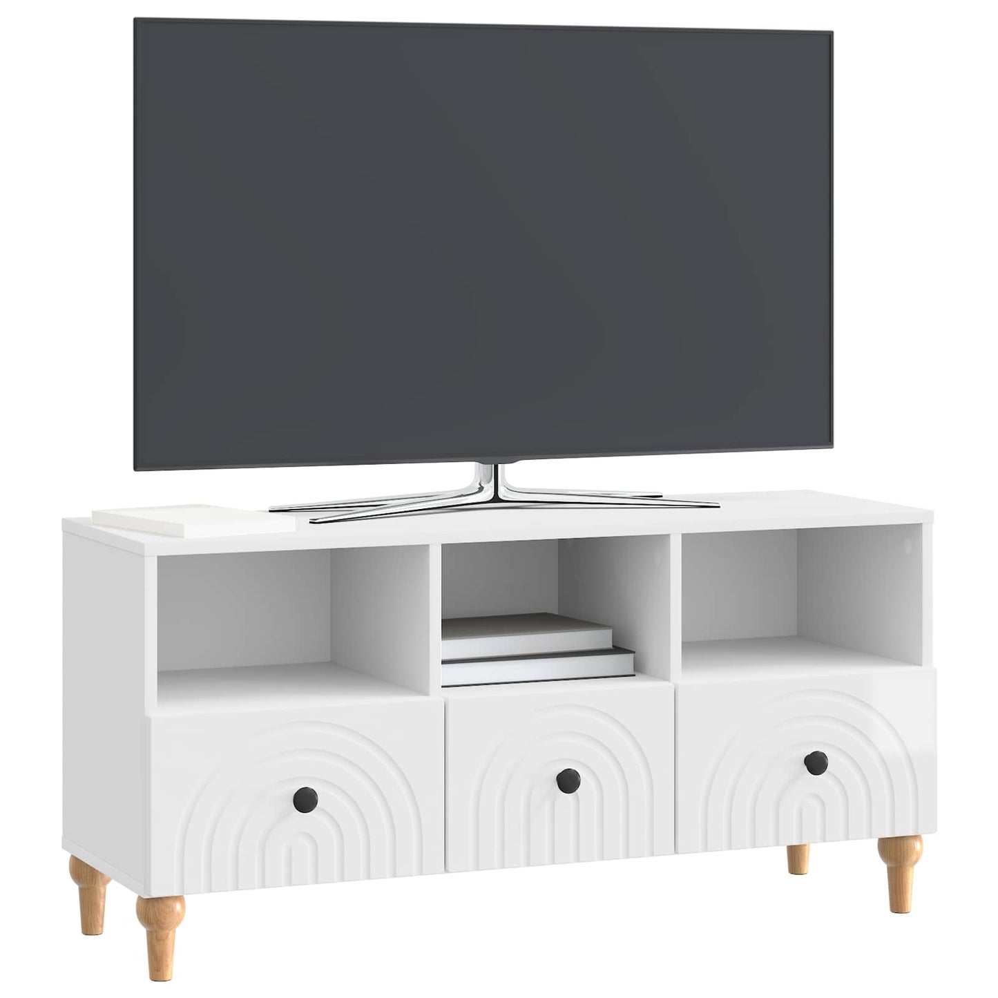 TV-kast Hoogglans Wit 102 x 34,5 x 50 cm Geconstrueerd hout is nu te koop bij PeponiXL, paradijselijk wonen!