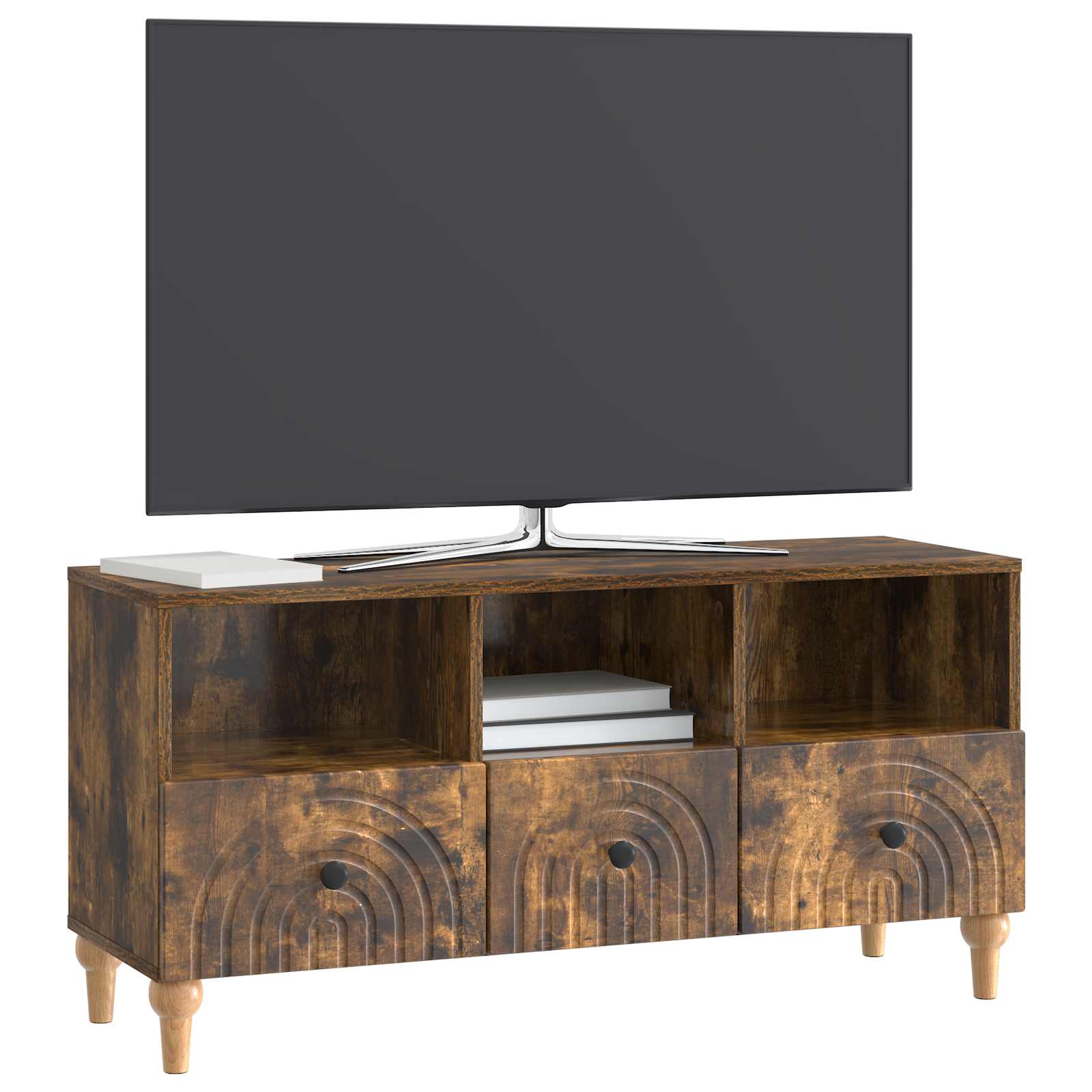 TV-kast Gerookte Eik 102 x 34,5 x 50 cm Geconstrueerd hout is nu te koop bij PeponiXL, paradijselijk wonen!