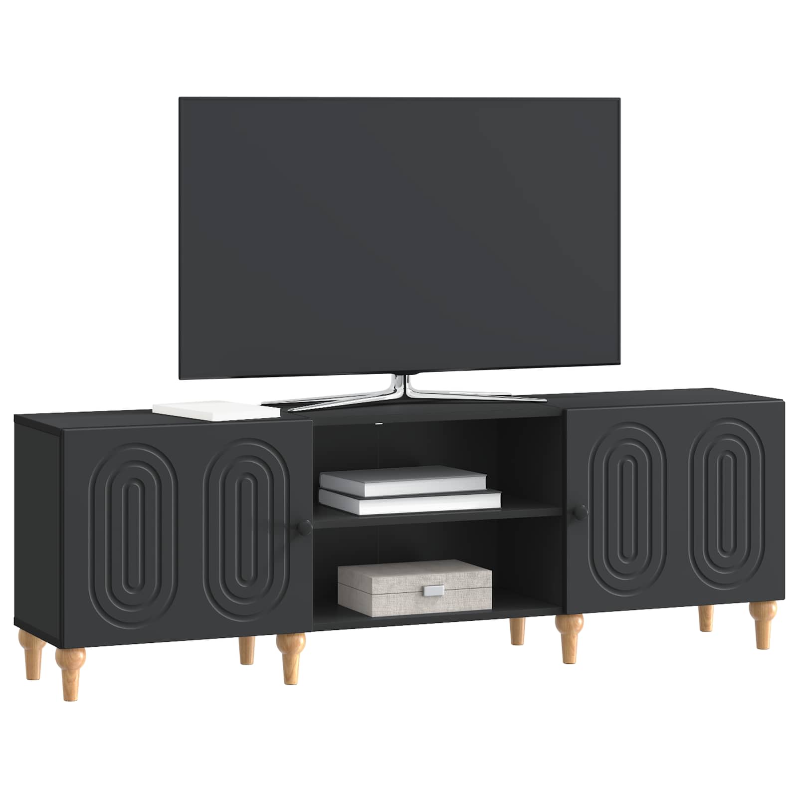 TV-kast Zwart 150 x 31 x 50 cm Bewerkt hout is nu te koop bij PeponiXL, paradijselijk wonen!