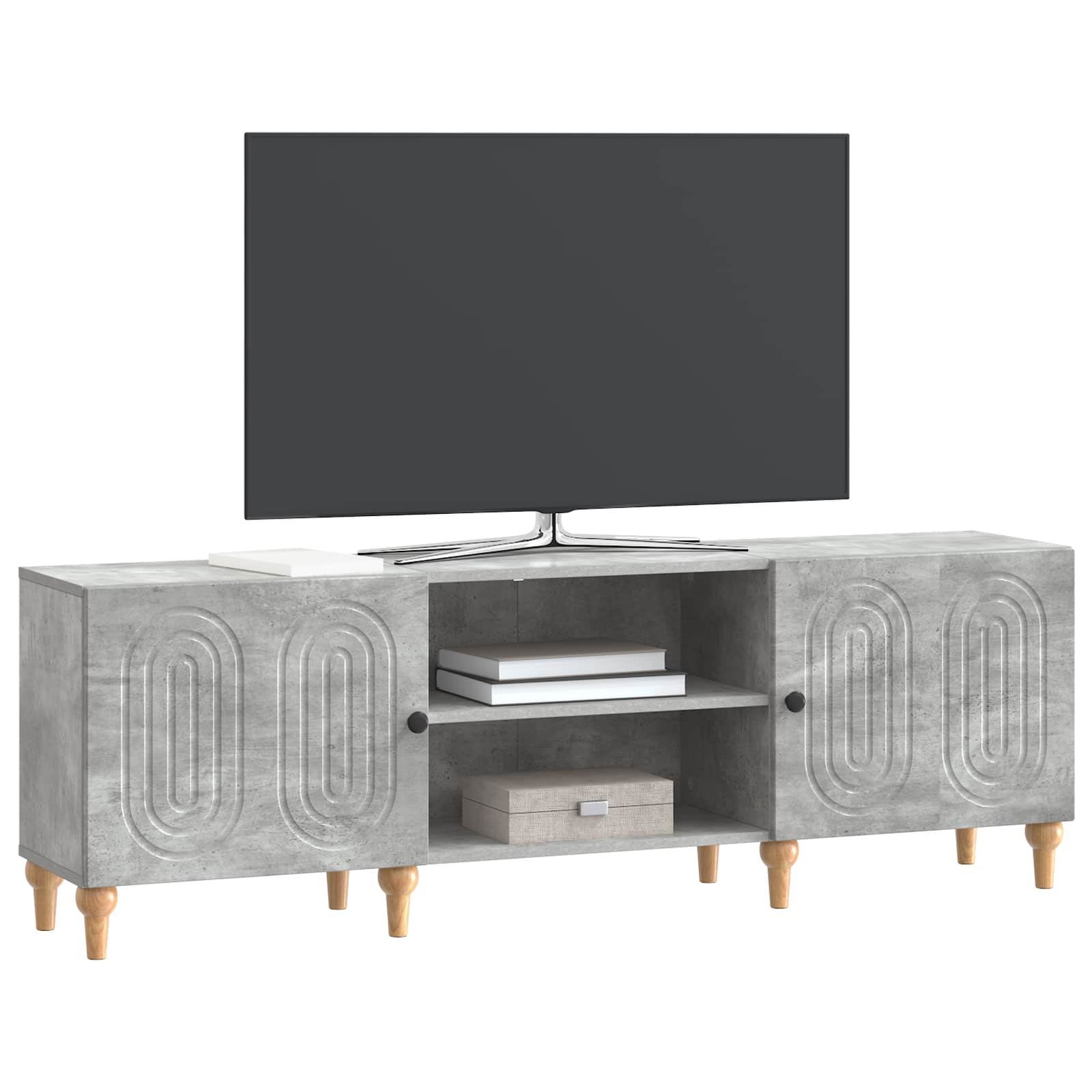 TV-kast Betongrijs 150 x 31 x 50 cm Bewerkt hout is nu te koop bij PeponiXL, paradijselijk wonen!