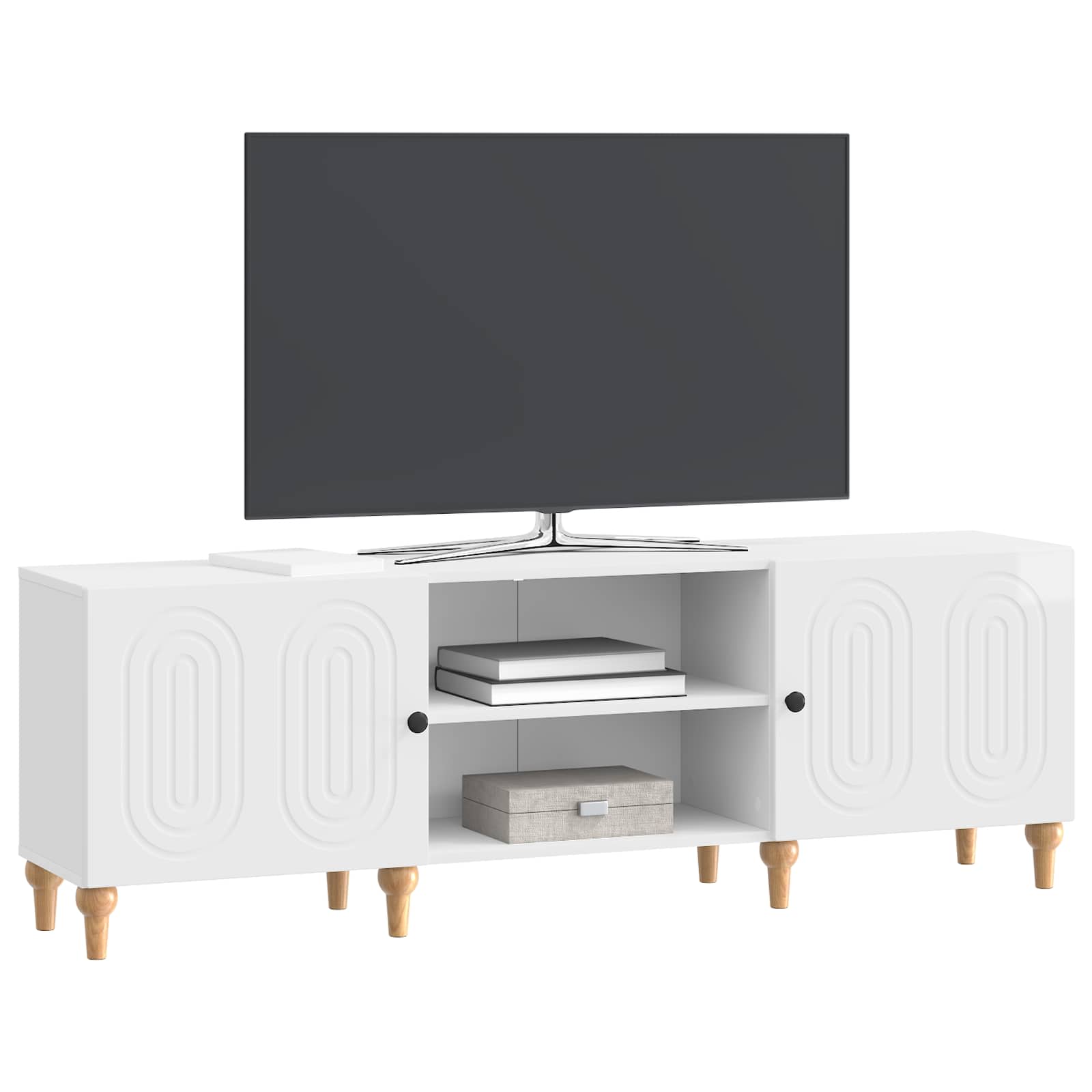 TV-kast Hoogglans Wit 150 x 31 x 50 cm Bewerkt hout is nu te koop bij PeponiXL, paradijselijk wonen!