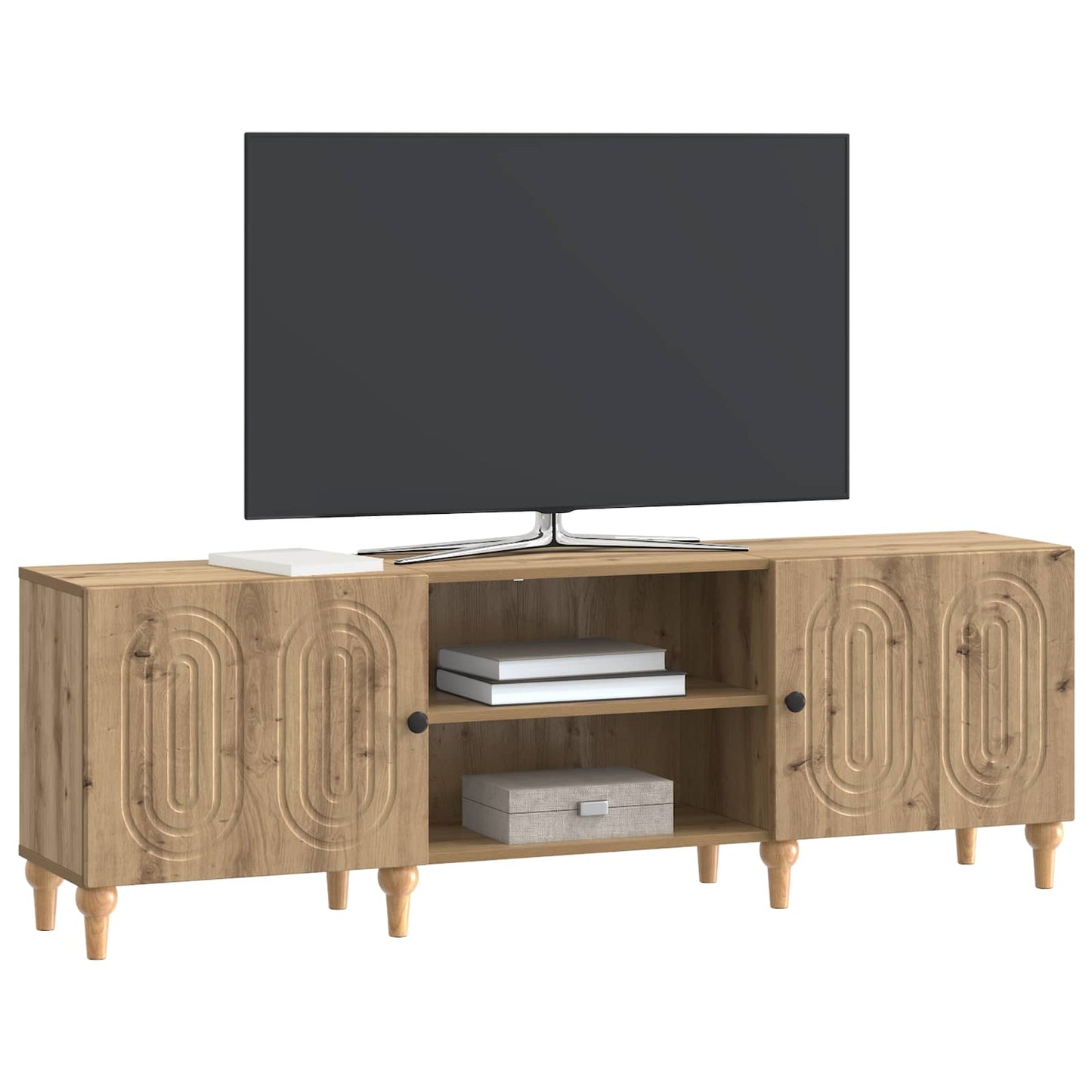 TV-kast Artisanaal eiken 150 x 31 x 50 cm Bewerkt hout is nu te koop bij PeponiXL, paradijselijk wonen!