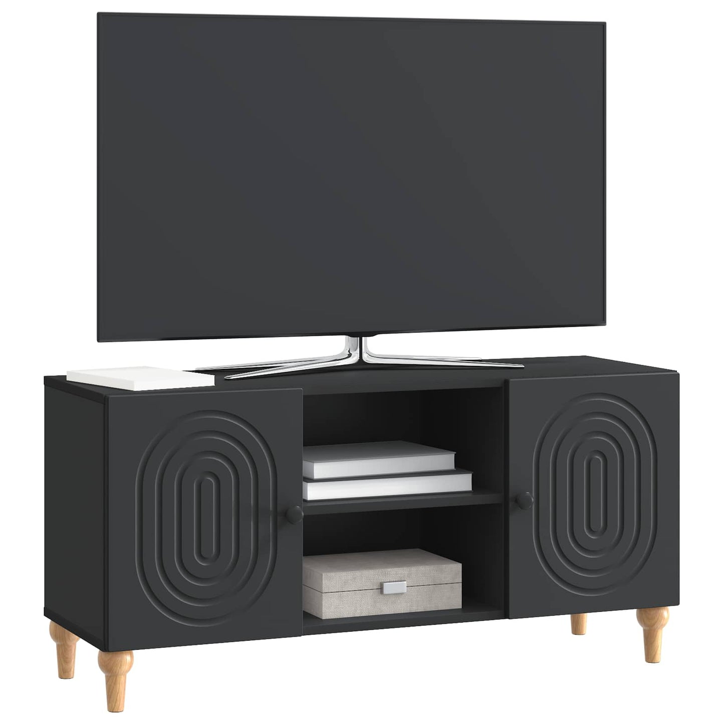 TV-kast Zwart 102 x 34,5 x 50 cm Bewerkt hout is nu te koop bij PeponiXL, paradijselijk wonen!