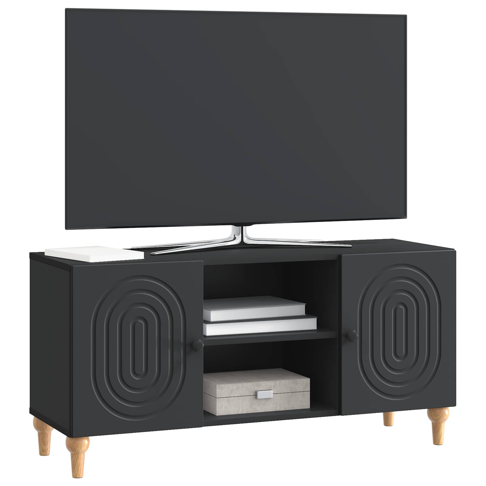 TV-kast Zwart 102 x 34,5 x 50 cm Bewerkt hout is nu te koop bij PeponiXL, paradijselijk wonen!