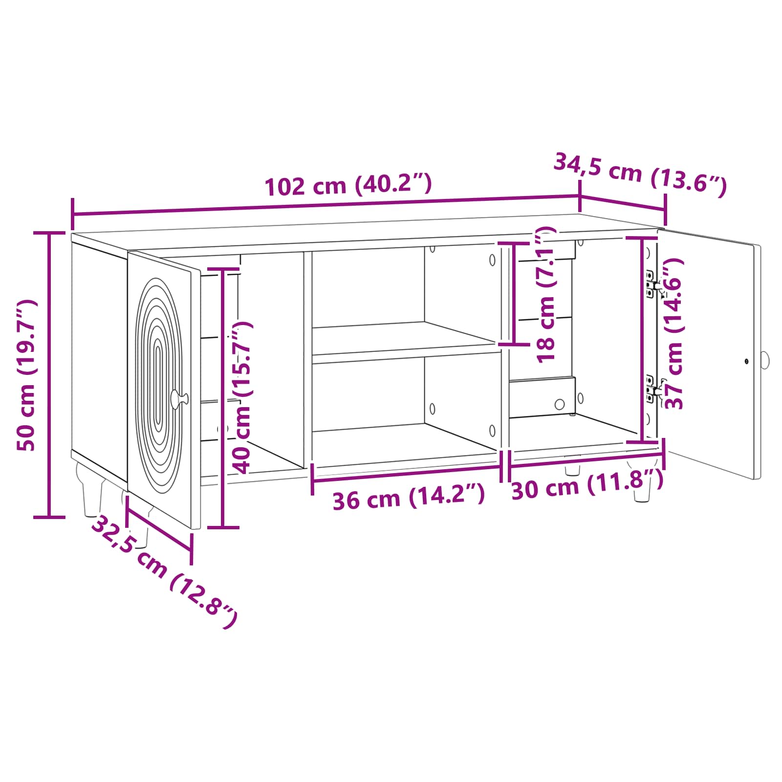 TV-kast Sonoma Eiken 102 x 34,5 x 50 cm Bewerkt hout is nu te koop bij PeponiXL, paradijselijk wonen!