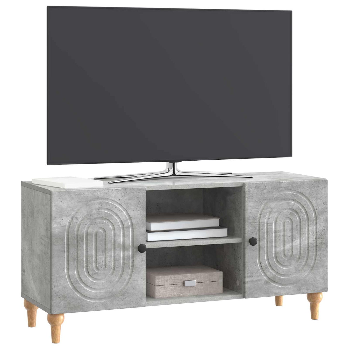 TV-kast Betongrijs 102 x 34,5 x 50 cm Bewerkt hout is nu te koop bij PeponiXL, paradijselijk wonen!