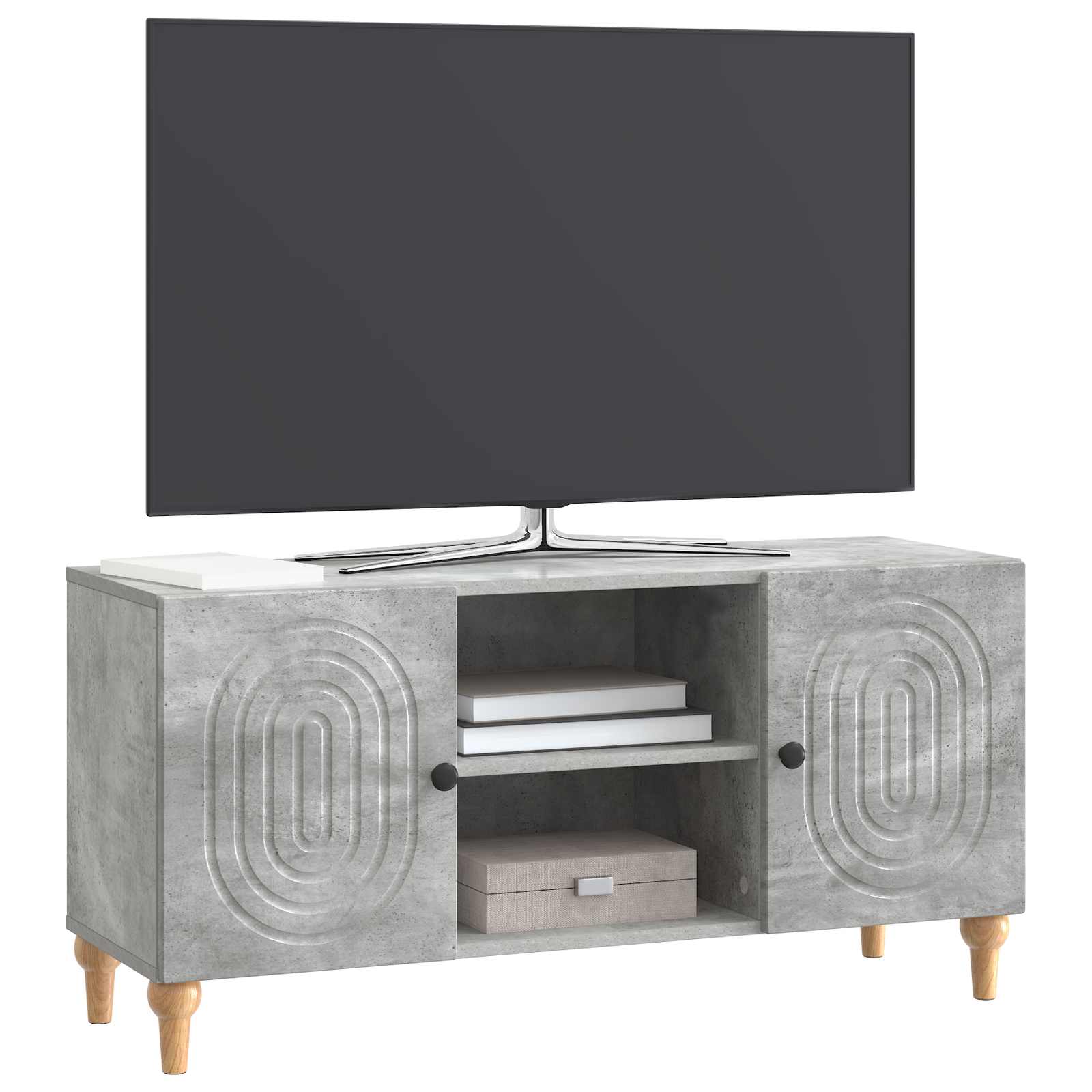 TV-kast Betongrijs 102 x 34,5 x 50 cm Bewerkt hout is nu te koop bij PeponiXL, paradijselijk wonen!