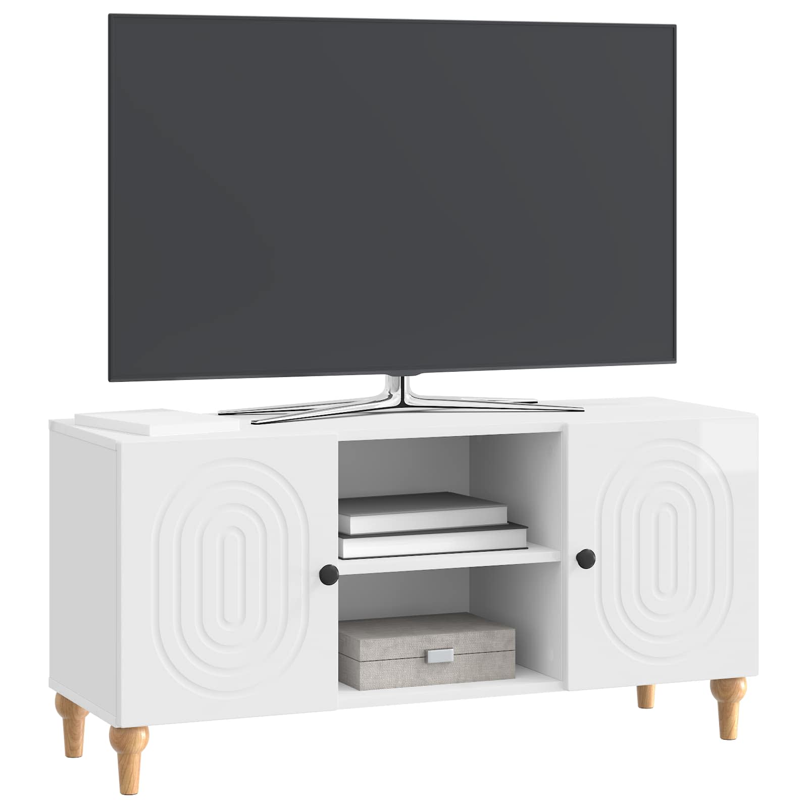 TV-kast Hoogglans Wit 102 x 34,5 x 50 cm Bewerkt hout is nu te koop bij PeponiXL, paradijselijk wonen!