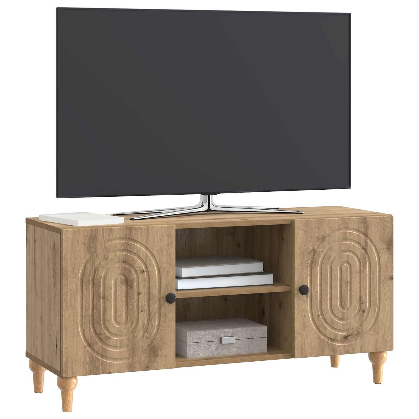 TV-kast Artisanaal eiken 102 x 34,5 x 50 cm Bewerkt hout is nu te koop bij PeponiXL, paradijselijk wonen!