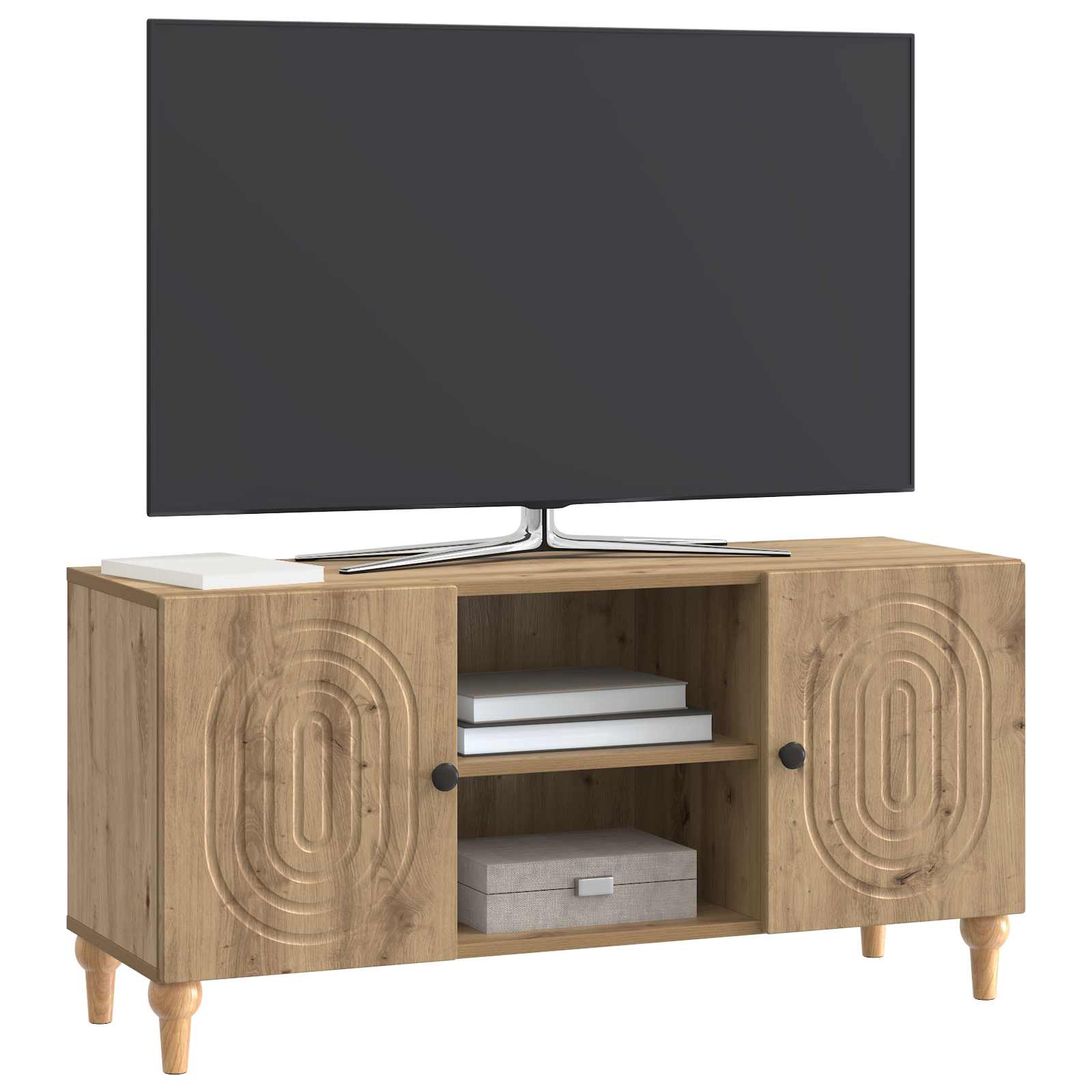 TV-kast Artisanaal eiken 102 x 34,5 x 50 cm Bewerkt hout is nu te koop bij PeponiXL, paradijselijk wonen!