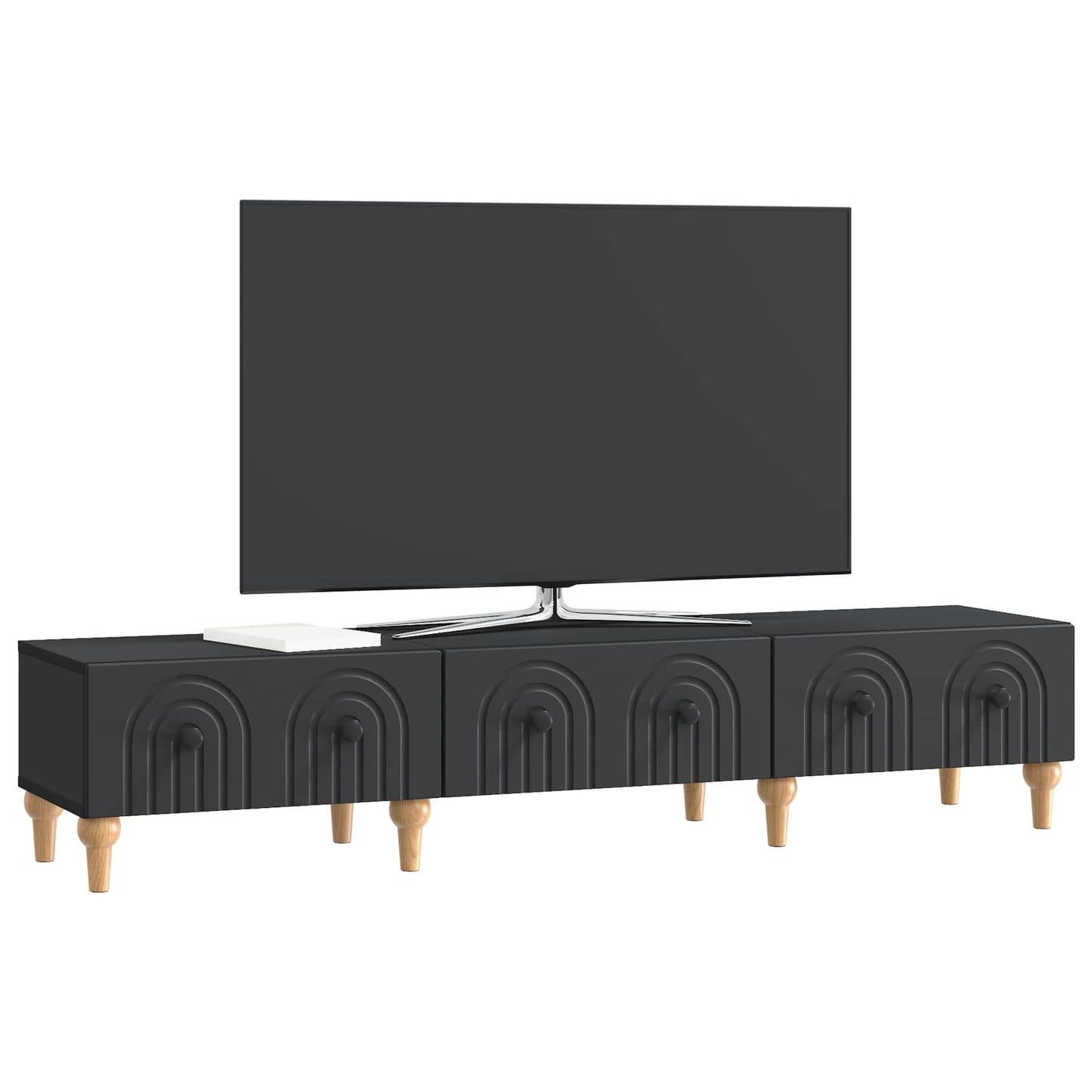TV-kast met lade Zwart 147 x 34,5 x 30 cm Bewerkt hout is nu te koop bij PeponiXL, paradijselijk wonen!