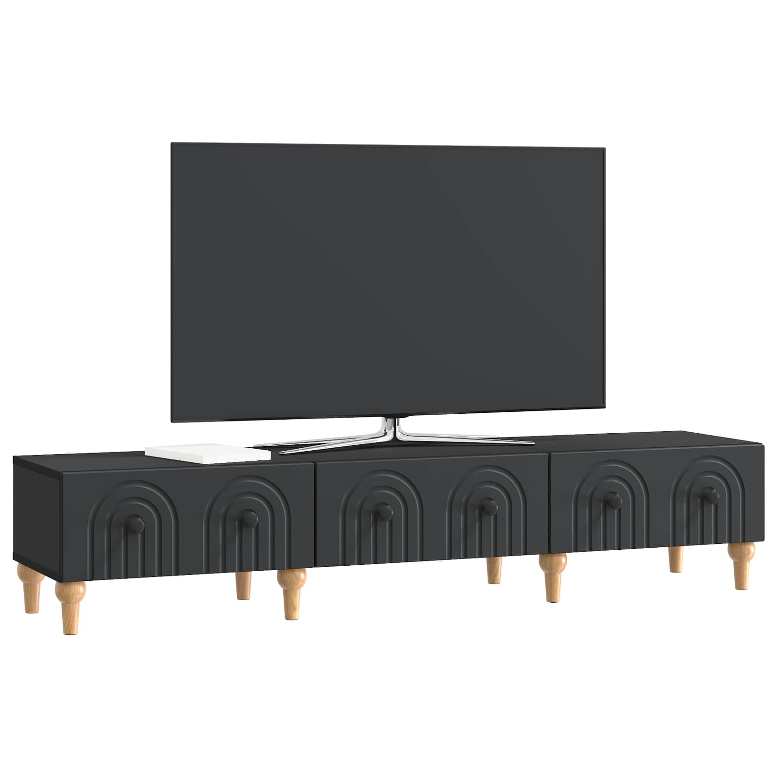 TV-kast met lade Zwart 147 x 34,5 x 30 cm Bewerkt hout is nu te koop bij PeponiXL, paradijselijk wonen!