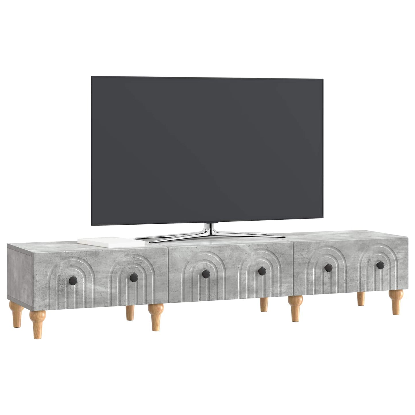 TV-kast met lade Betongrijs 147 x 34,5 x 30 cm Bewerkt hout is nu te koop bij PeponiXL, paradijselijk wonen!