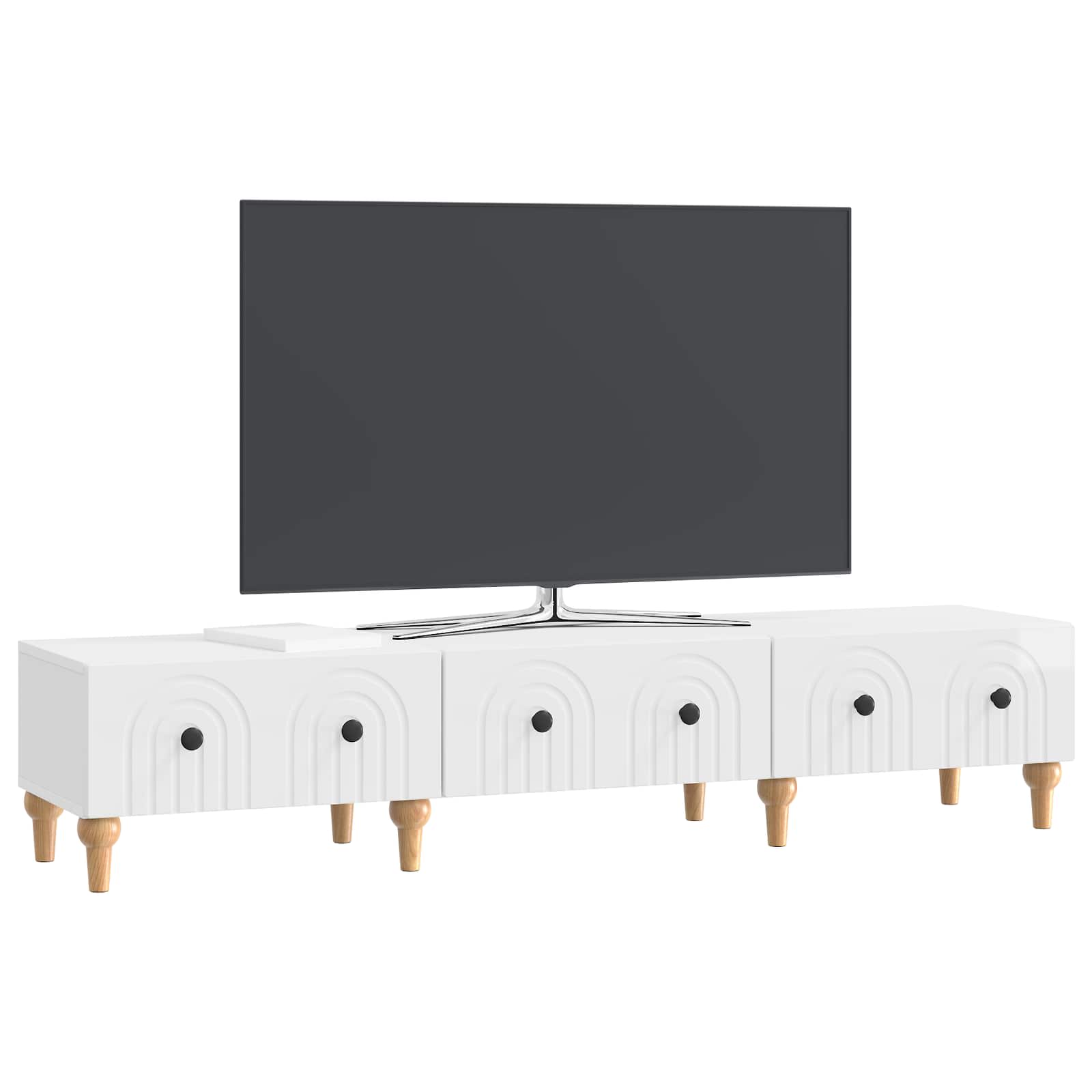 TV-kast met lade Hoogglans Wit 147 x 34,5 x 30 cm Bewerkt hout is nu te koop bij PeponiXL, paradijselijk wonen!