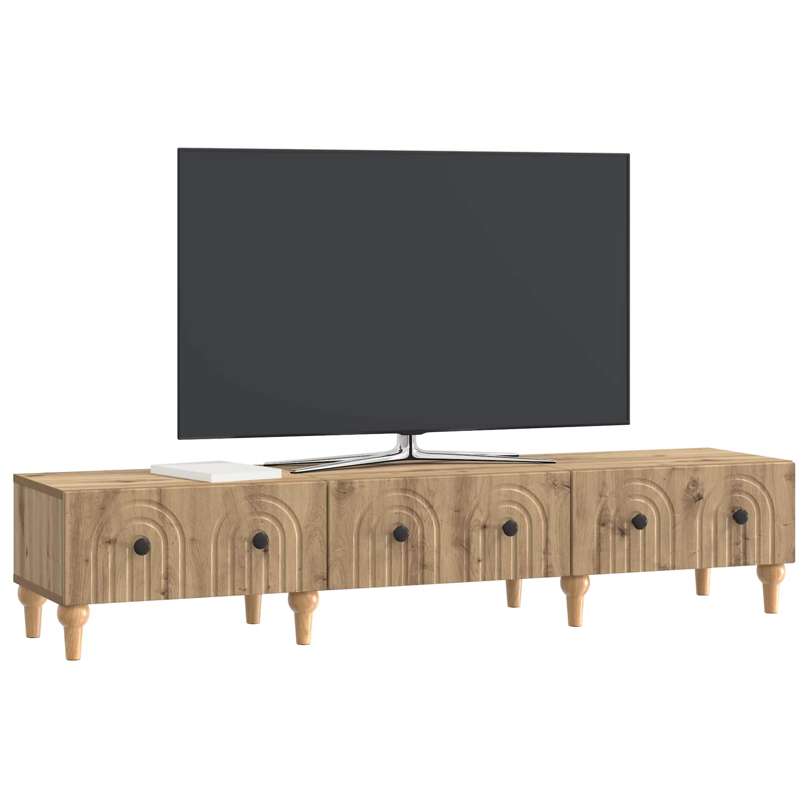 TV-kast Artisanaal eiken 147 x 34,5 x 30 cm Bewerkt hout is nu te koop bij PeponiXL, paradijselijk wonen!