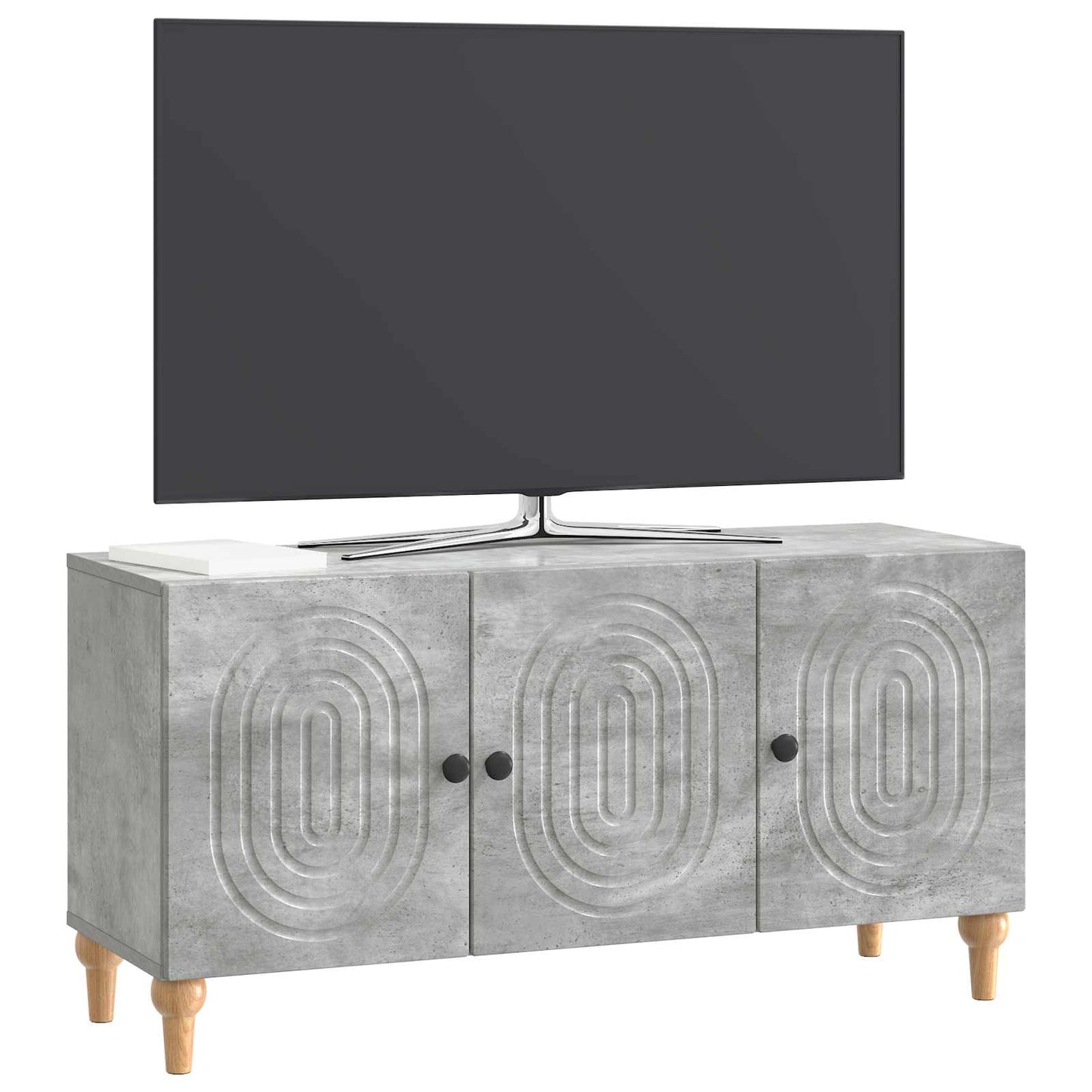 TV-kast Betongrijs 99 x 34,5 x 50 cm Bewerkt hout is nu te koop bij PeponiXL, paradijselijk wonen!