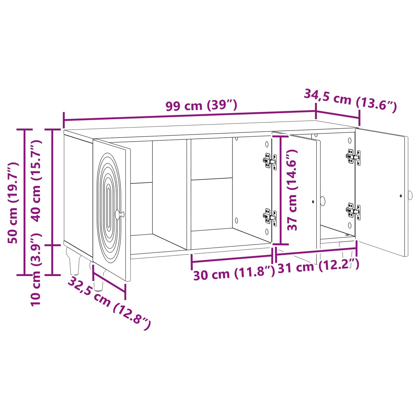 TV-kast Betongrijs 99 x 34,5 x 50 cm Bewerkt hout is nu te koop bij PeponiXL, paradijselijk wonen!